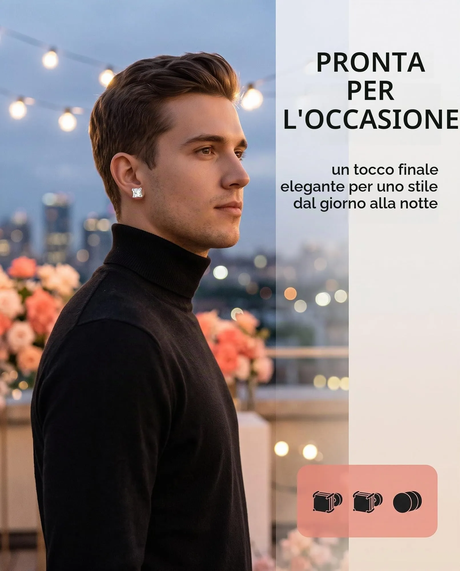LDBEMG 3 Paia Orecchini Magnetici Senza Buco, Zirconi Brillanti, Chiusura Salda Antiscivolo, Completo Assenza Dolore Per Orecchie Sensibili, Perfetti Come Regalo Per Ufficio & Serate - immagine 3