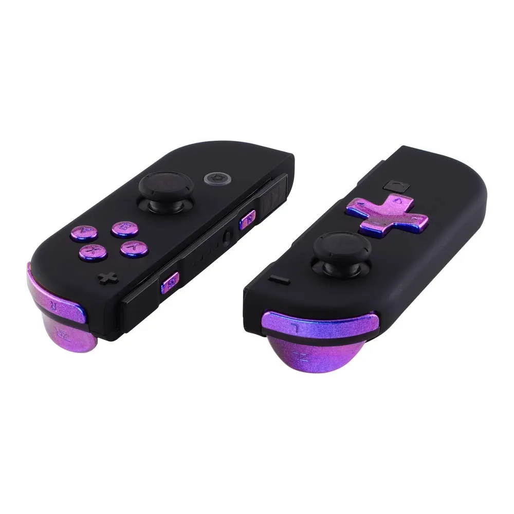 eXtremeRate D-Pad Tasti Kit Pulsante ABXY SR SL L R ZR ZL Croci Direzionali Trigger Ricambio per Nintendo Switch/OLED Joycon,Senza Joycon-Camaleonte Viola Blu - immagine 1