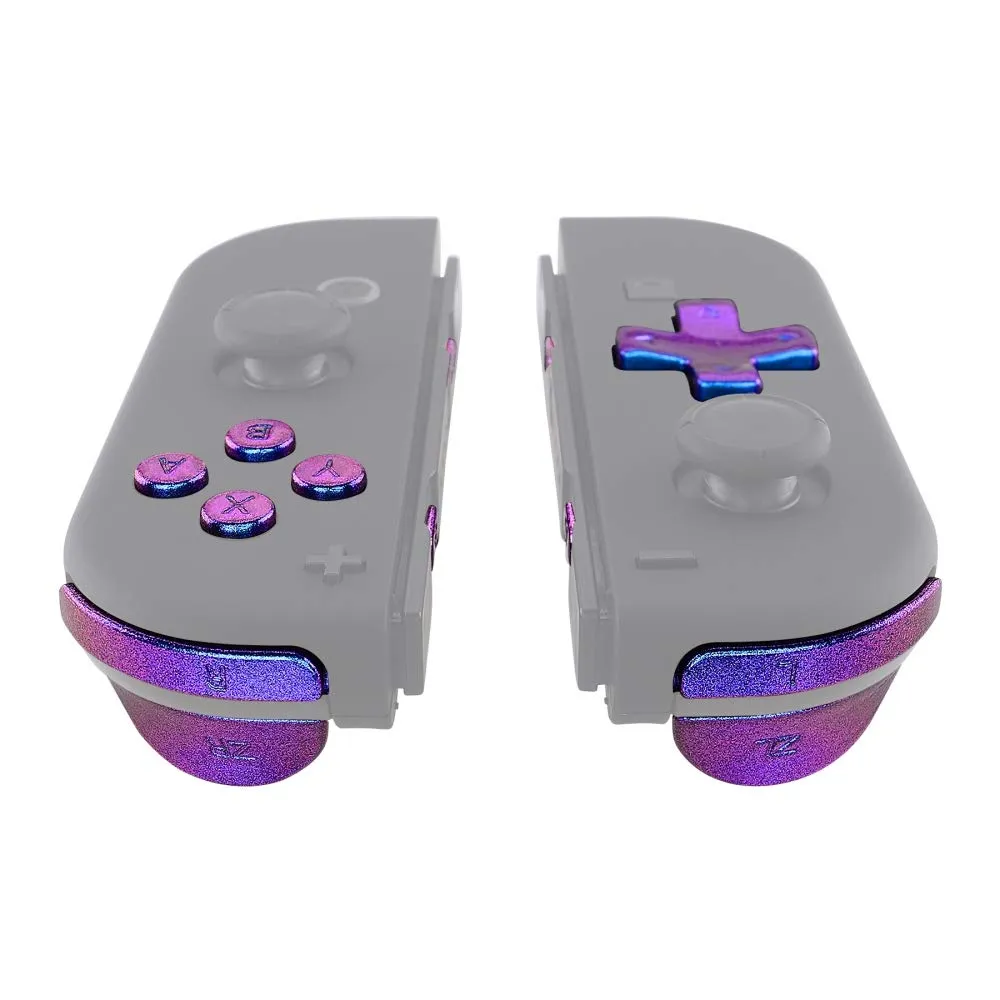 eXtremeRate D-Pad Tasti Kit Pulsante ABXY SR SL L R ZR ZL Croci Direzionali Trigger Ricambio per Nintendo Switch/OLED Joycon,Senza Joycon-Camaleonte Viola Blu - immagine 4