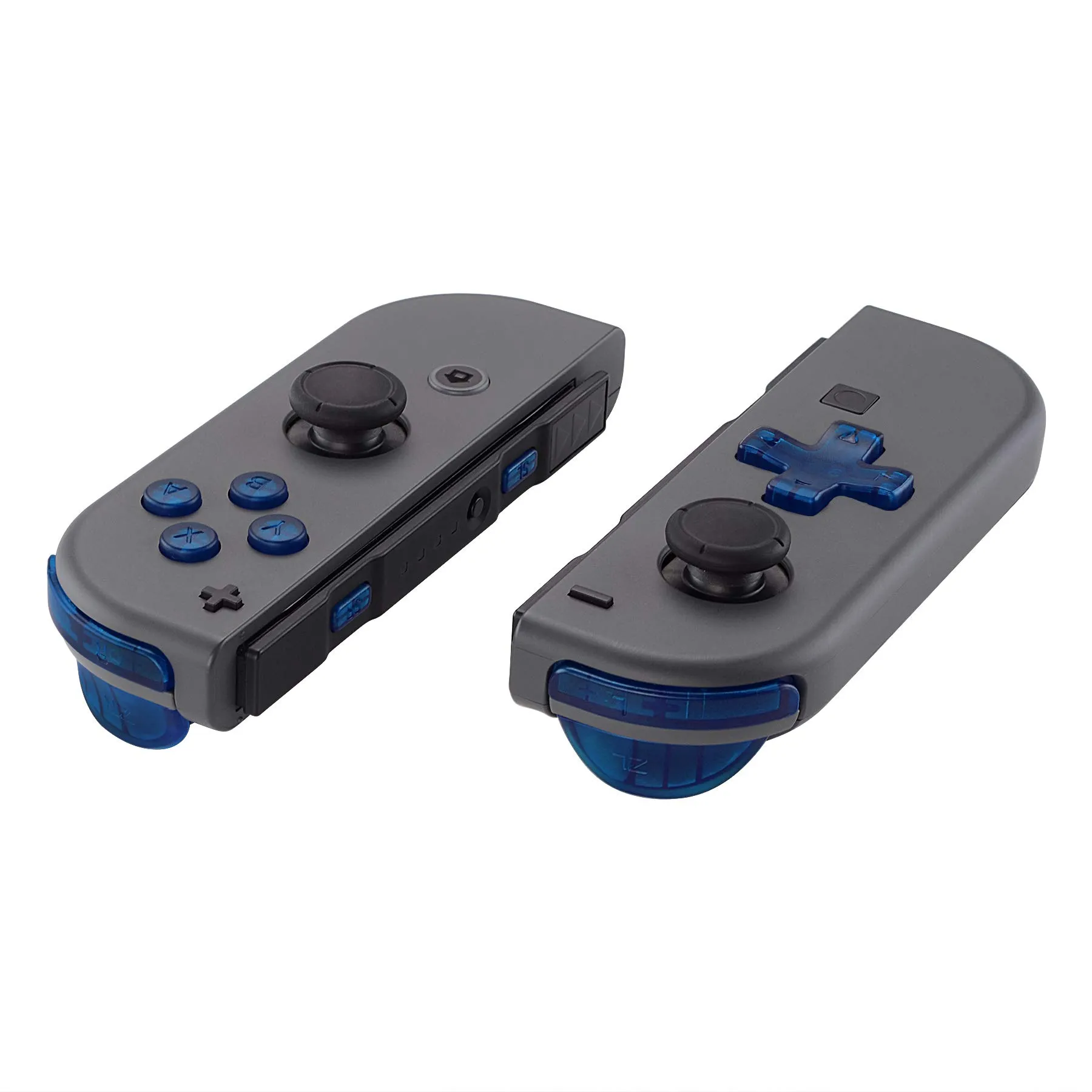 eXtremeRate D-Pad Tasti Kit Pulsante ABXY SR SL L R ZR ZL Croci Direzionali Trigger Ricambio per Nintendo Switch/OLED Joycon,Senza Joycon-Trasparente Blu - immagine 1