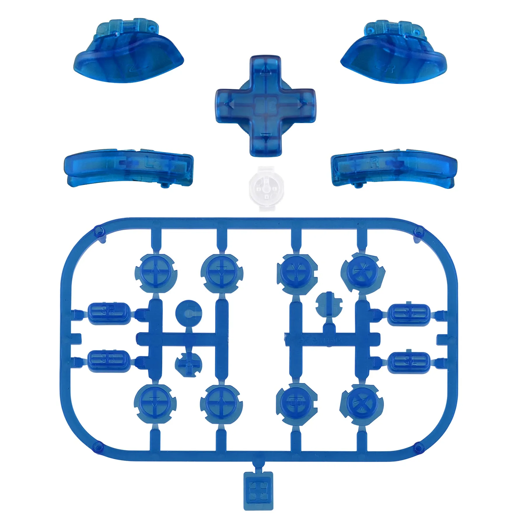 eXtremeRate D-Pad Tasti Kit Pulsante ABXY SR SL L R ZR ZL Croci Direzionali Trigger Ricambio per Nintendo Switch/OLED Joycon,Senza Joycon-Trasparente Blu - immagine 2