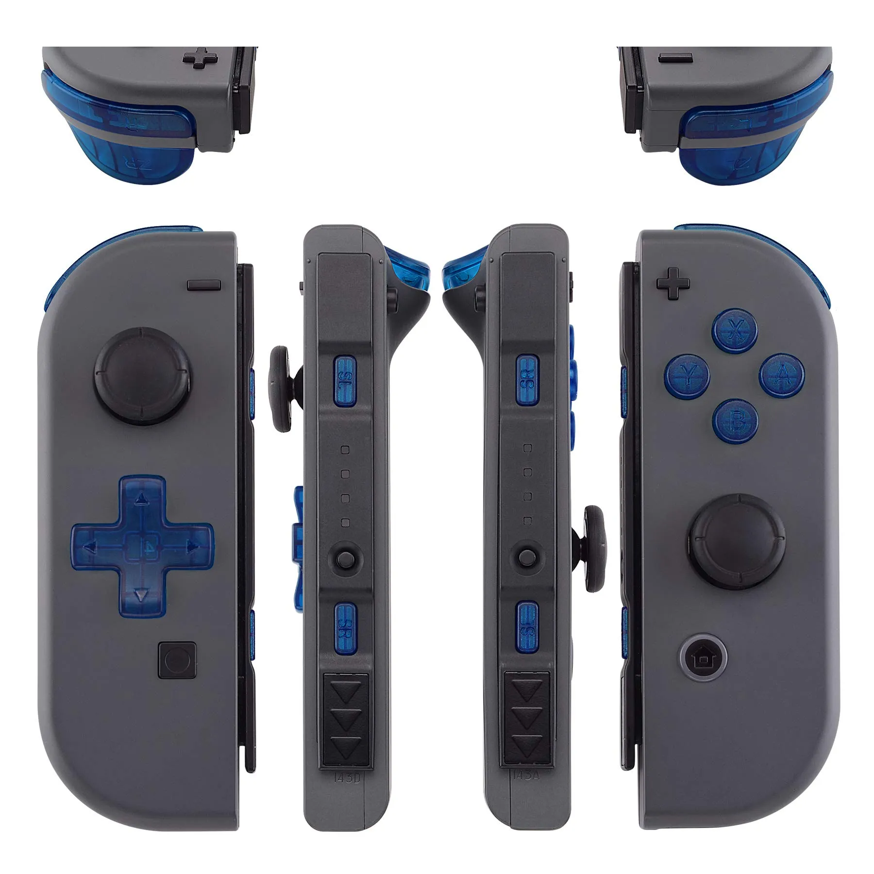 eXtremeRate D-Pad Tasti Kit Pulsante ABXY SR SL L R ZR ZL Croci Direzionali Trigger Ricambio per Nintendo Switch/OLED Joycon,Senza Joycon-Trasparente Blu - immagine 3