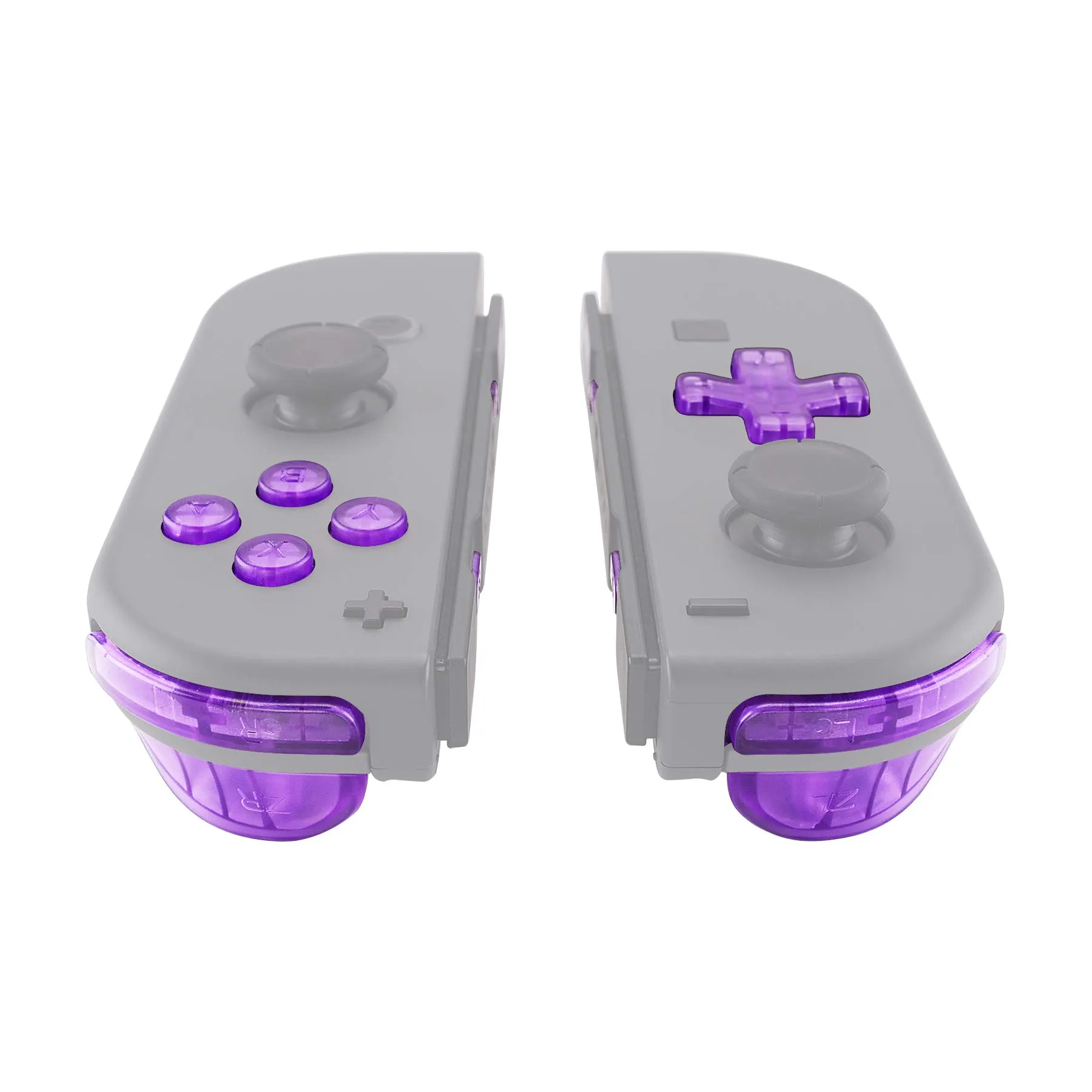 eXtremeRate D-Pad Tasti Kit Pulsante ABXY SR SL L R ZR ZL Croci Direzionali Trigger Ricambio per Nintendo Switch/OLED Joycon,Senza Joycon-Trasparente Viola - immagine 4