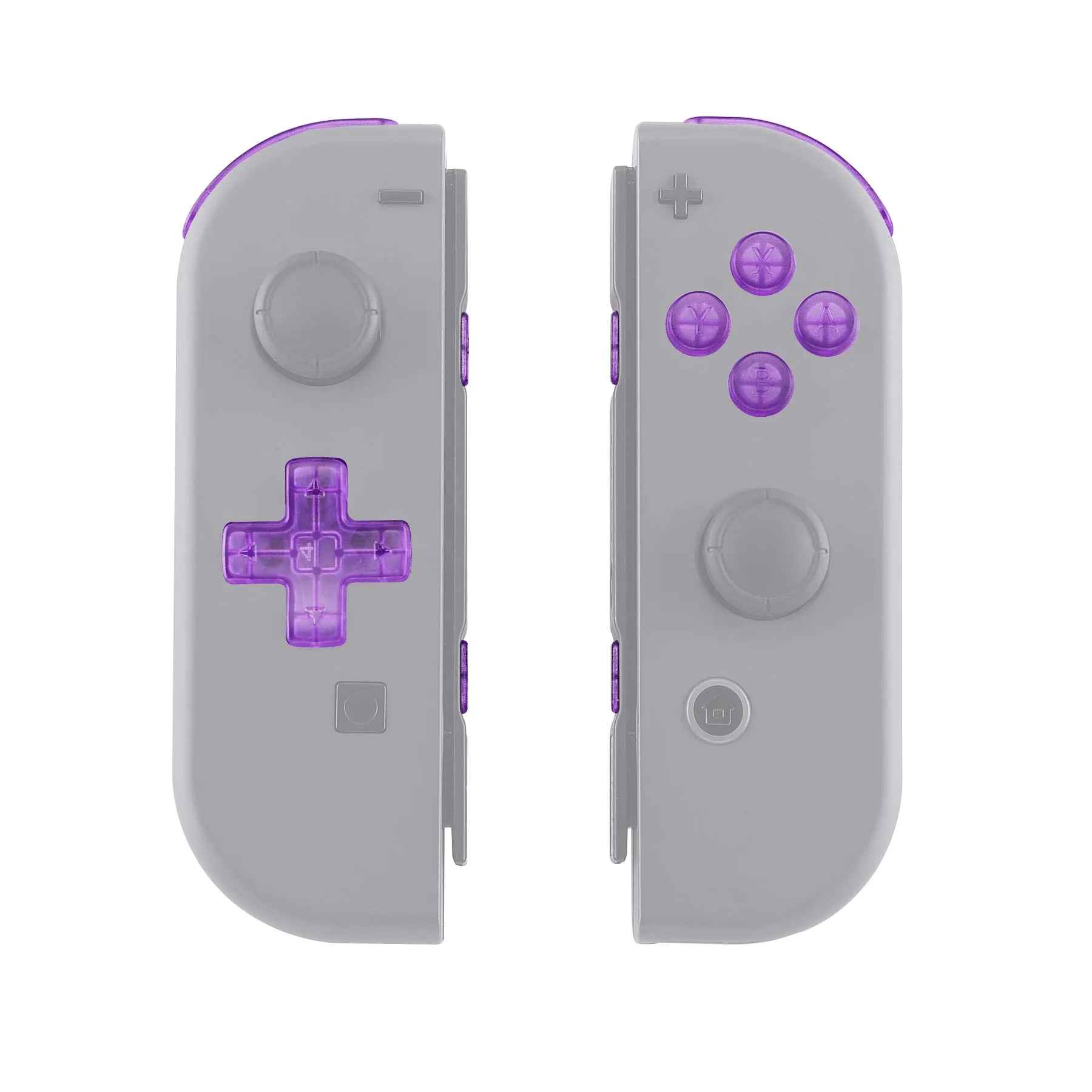 eXtremeRate D-Pad Tasti Kit Pulsante ABXY SR SL L R ZR ZL Croci Direzionali Trigger Ricambio per Nintendo Switch/OLED Joycon,Senza Joycon-Trasparente Viola - immagine 5