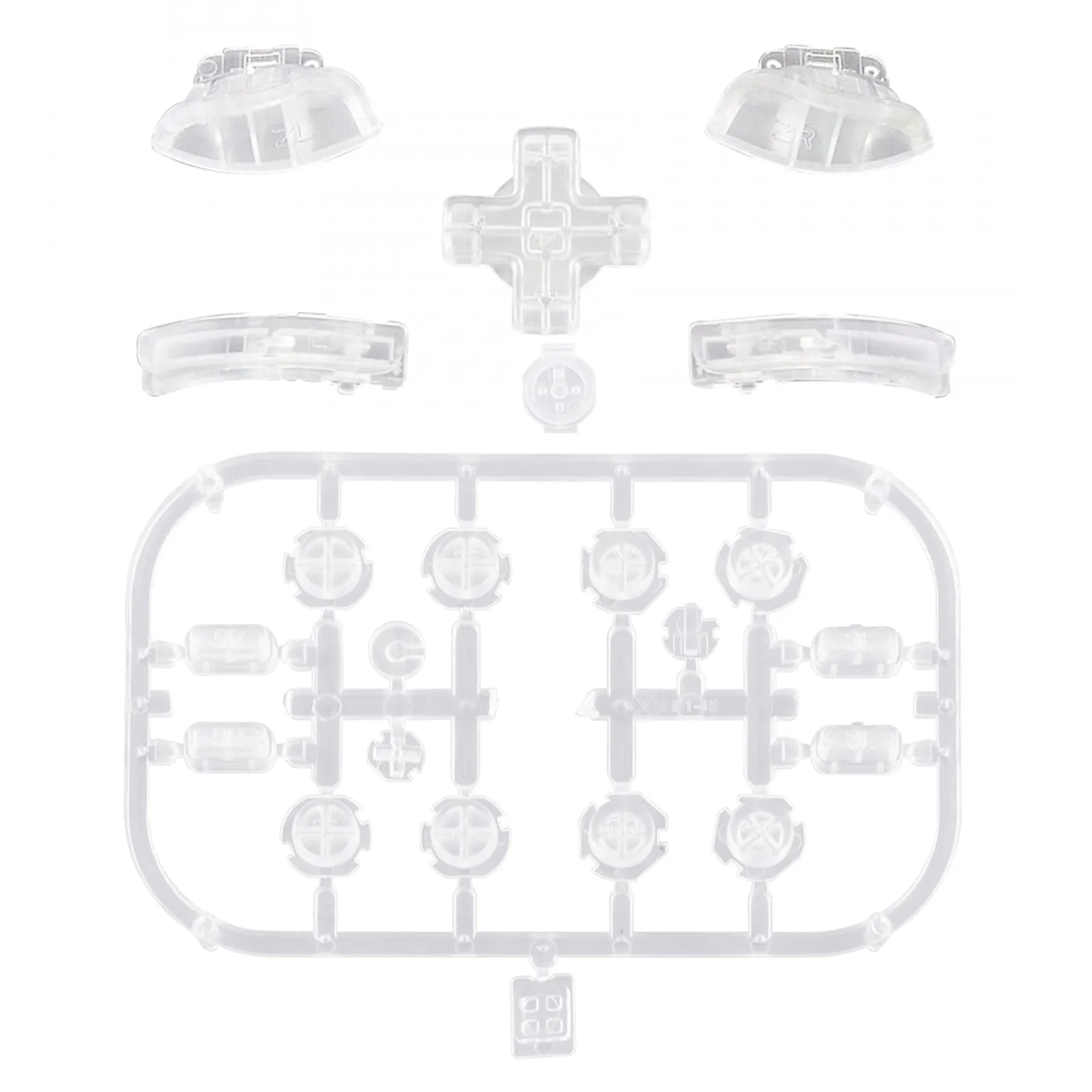 eXtremeRate D-Pad Tasti Kit Pulsante ABXY SR SL L R ZR ZL Croci Direzionali Trigger Ricambio per Nintendo Switch/OLED Joycon,Senza Joycon-Trasparente Chiaro - immagine 2