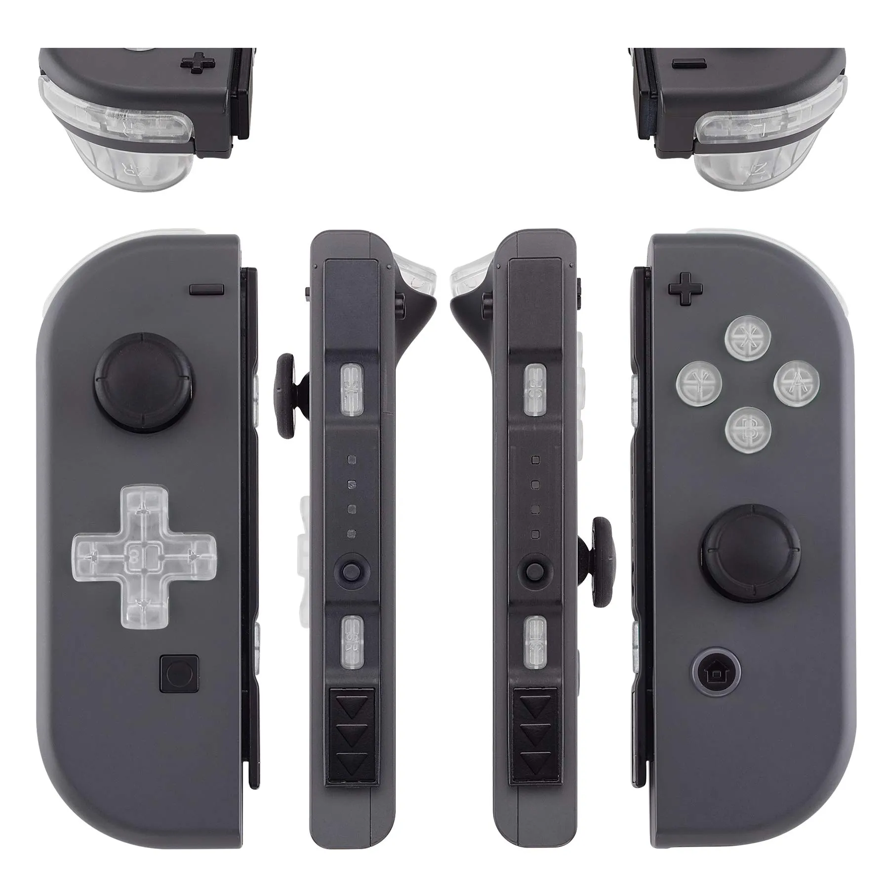 eXtremeRate D-Pad Tasti Kit Pulsante ABXY SR SL L R ZR ZL Croci Direzionali Trigger Ricambio per Nintendo Switch/OLED Joycon,Senza Joycon-Trasparente Chiaro - immagine 3