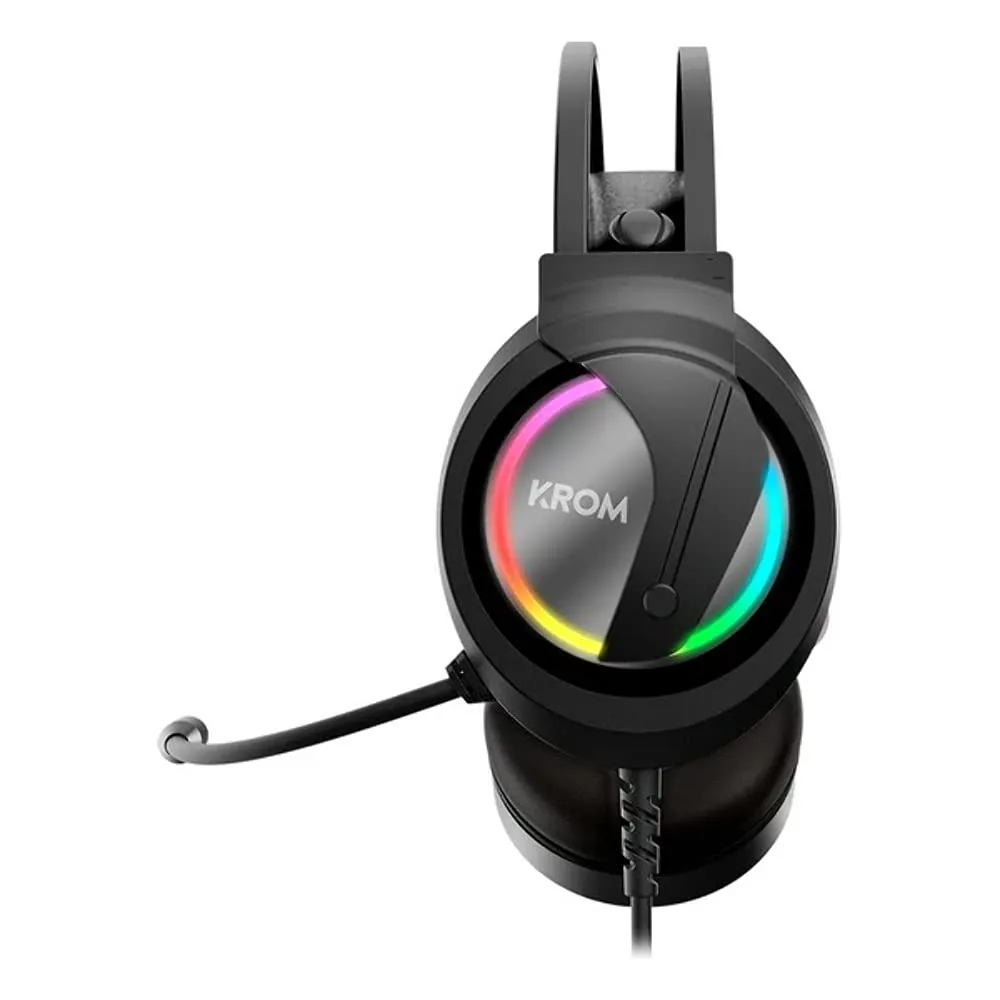 KROM KAPPA -NXKROMKAPPA - Cuffie con microfono, suono stereo arcobaleno LED RGB, altoparlanti da 50 mm, archetto regolabile, micro flessibile, USB, compatibile con PC, nero - immagine 3