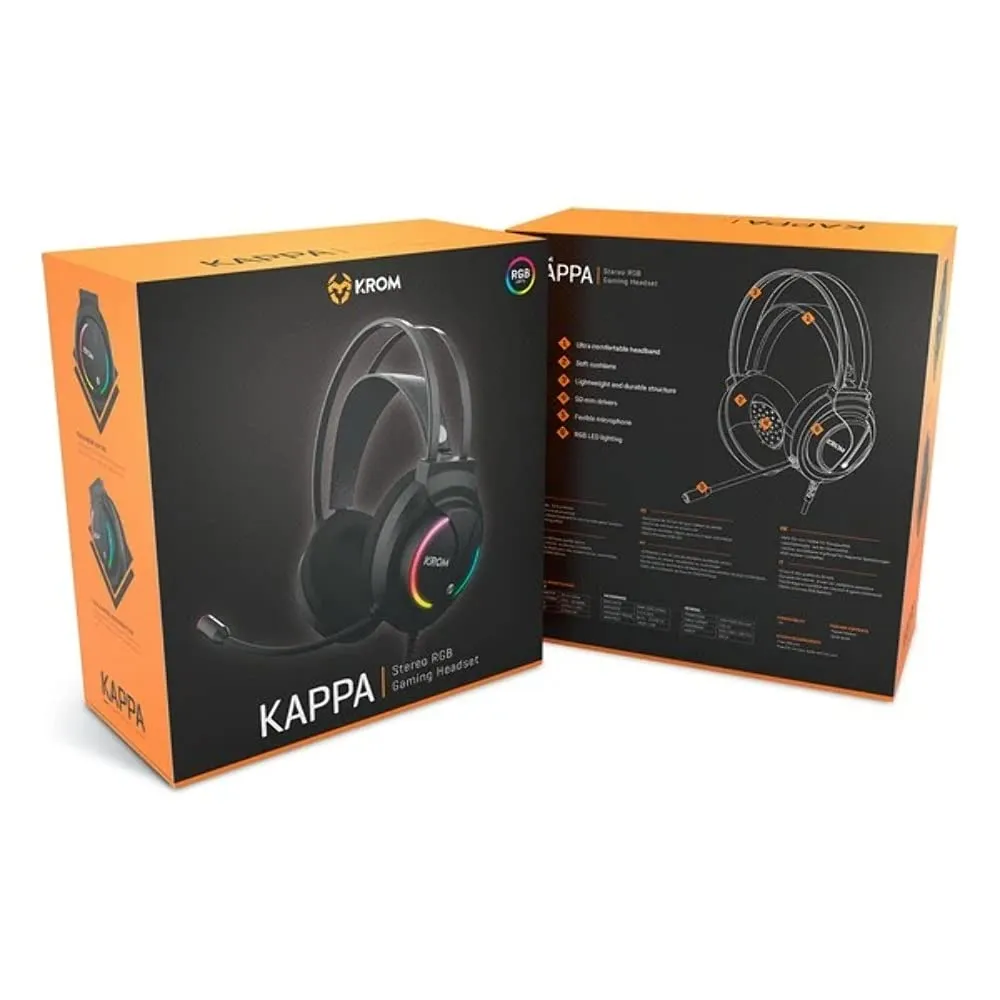 KROM KAPPA -NXKROMKAPPA - Cuffie con microfono, suono stereo arcobaleno LED RGB, altoparlanti da 50 mm, archetto regolabile, micro flessibile, USB, compatibile con PC, nero - immagine 6