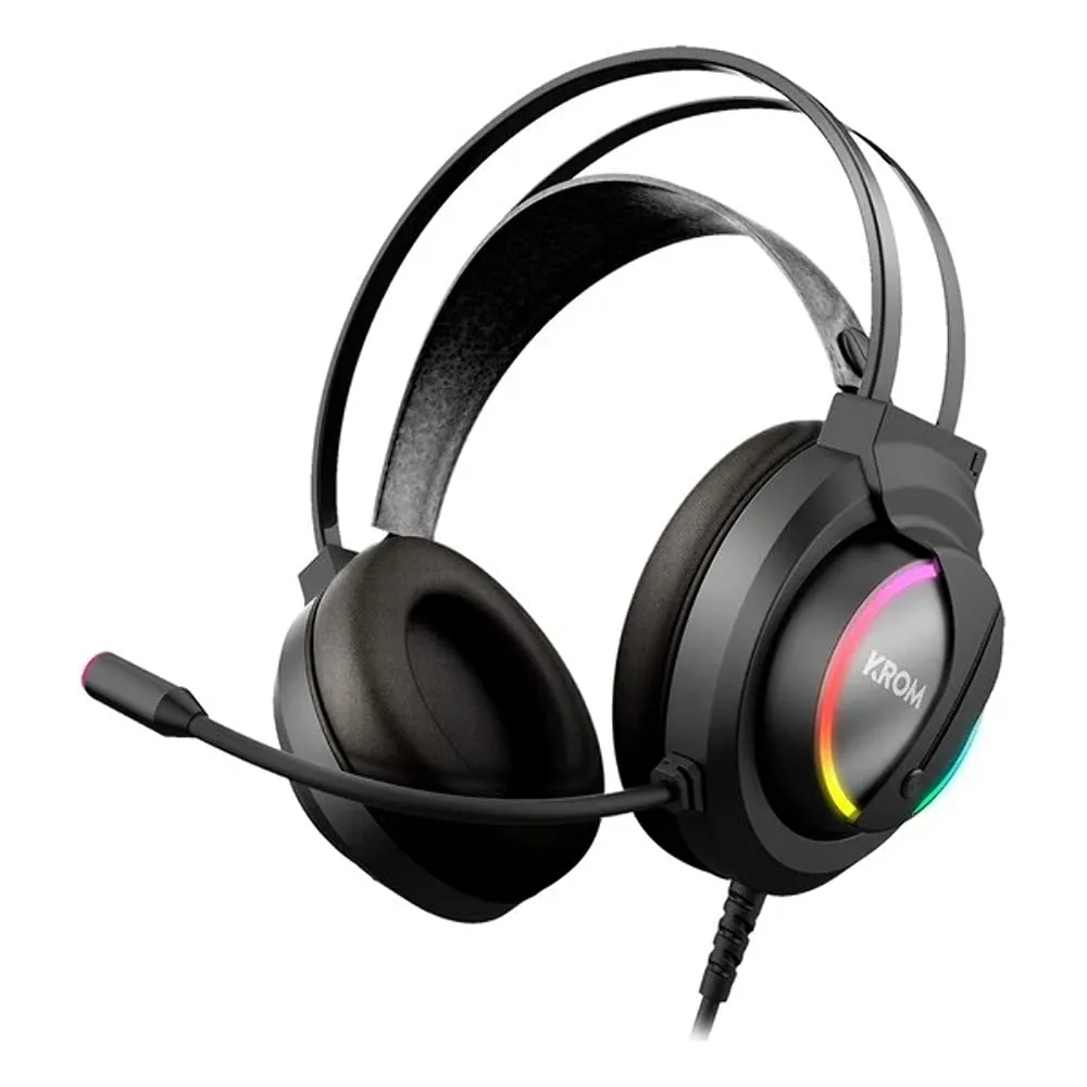 KROM KAPPA -NXKROMKAPPA - Cuffie con microfono, suono stereo arcobaleno LED RGB, altoparlanti da 50 mm, archetto regolabile, micro flessibile, USB, compatibile con PC, nero - immagine 7
