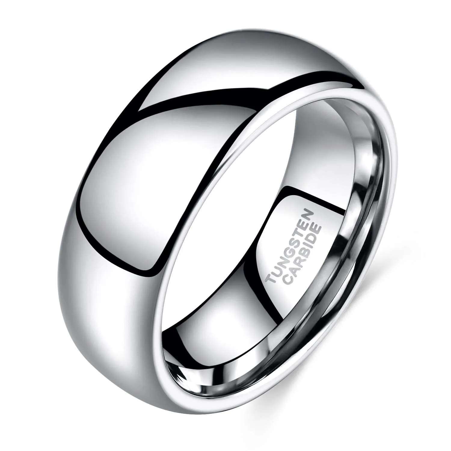 Zakk Anelli da donna e uomo in argento tungsteno sottile lucido anelli di fidanzamento fedi nuziali 2mm 4mm 6mm 8mm (8mm,72 (22.9)) - immagine 1