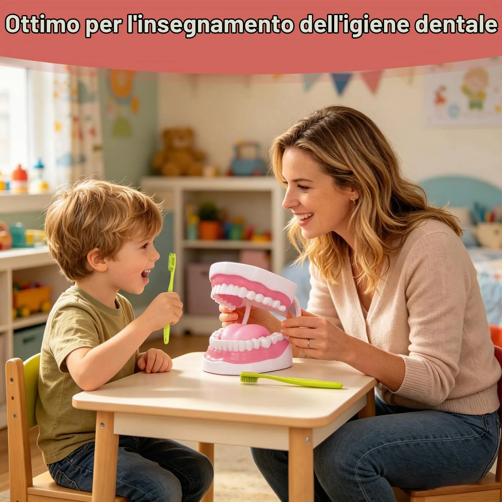 Ultrassist Modello Dentale, ideale per l'insegnamento di spazzolatura per bambini e bambini, 6 volte ingrandire, include spazzolino da denti, Modello di Denti Standard - immagine 7