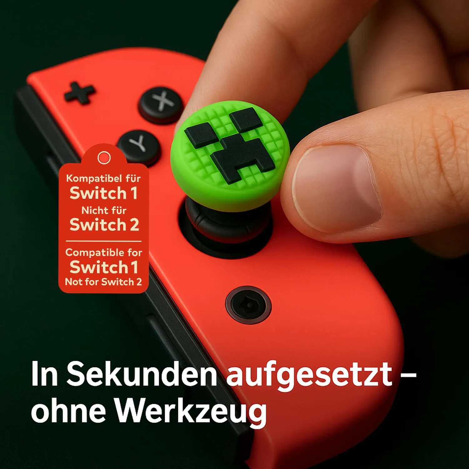 MatoSan® 4 Tappi Joystick Compatibili con Nintendo Switch Joy Con Grip Thumbstick per Switch Lite OLED | Accessori Thumb Grips per Pollice | Steam Deck Protezione (Verde) - immagine 3