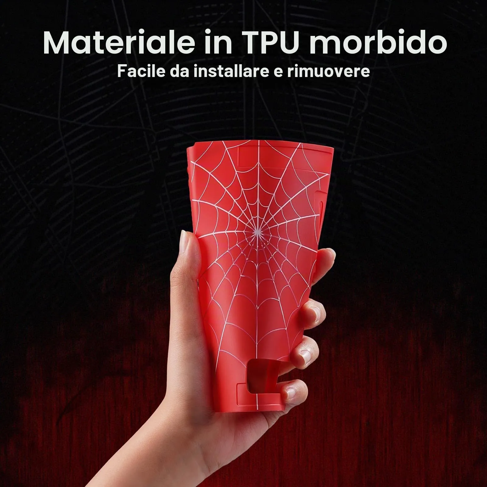 JINGDU Custodia protettiva compatibile con Nintendo Switch 2017, custodia in TPU accessorio per console Switch e impugnatura Joy-Con, protezione per Switch con 4 impugnature per pollice, ragnatela - immagine 6