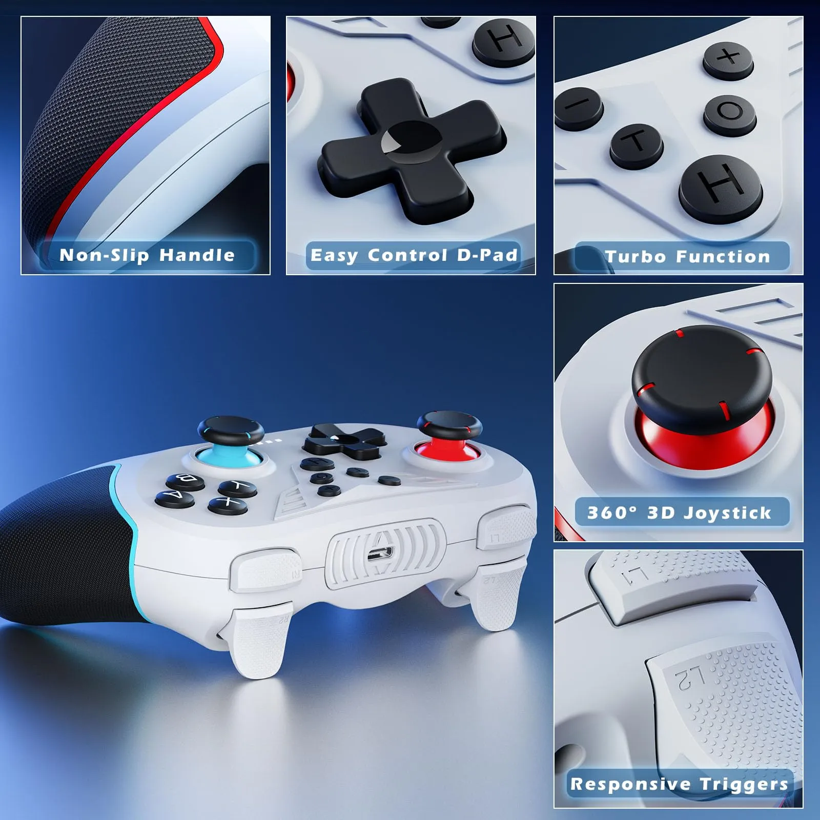 LATEC Controller per Switch/Switch 2, Controller Switch Wireless per Switch Lite con Joystick Hall/Pulsante Programmabile/ASSE Giroscopico/Vibrazione Regolabile/Funzione Turbo/Cattura Schermo - immagine 8
