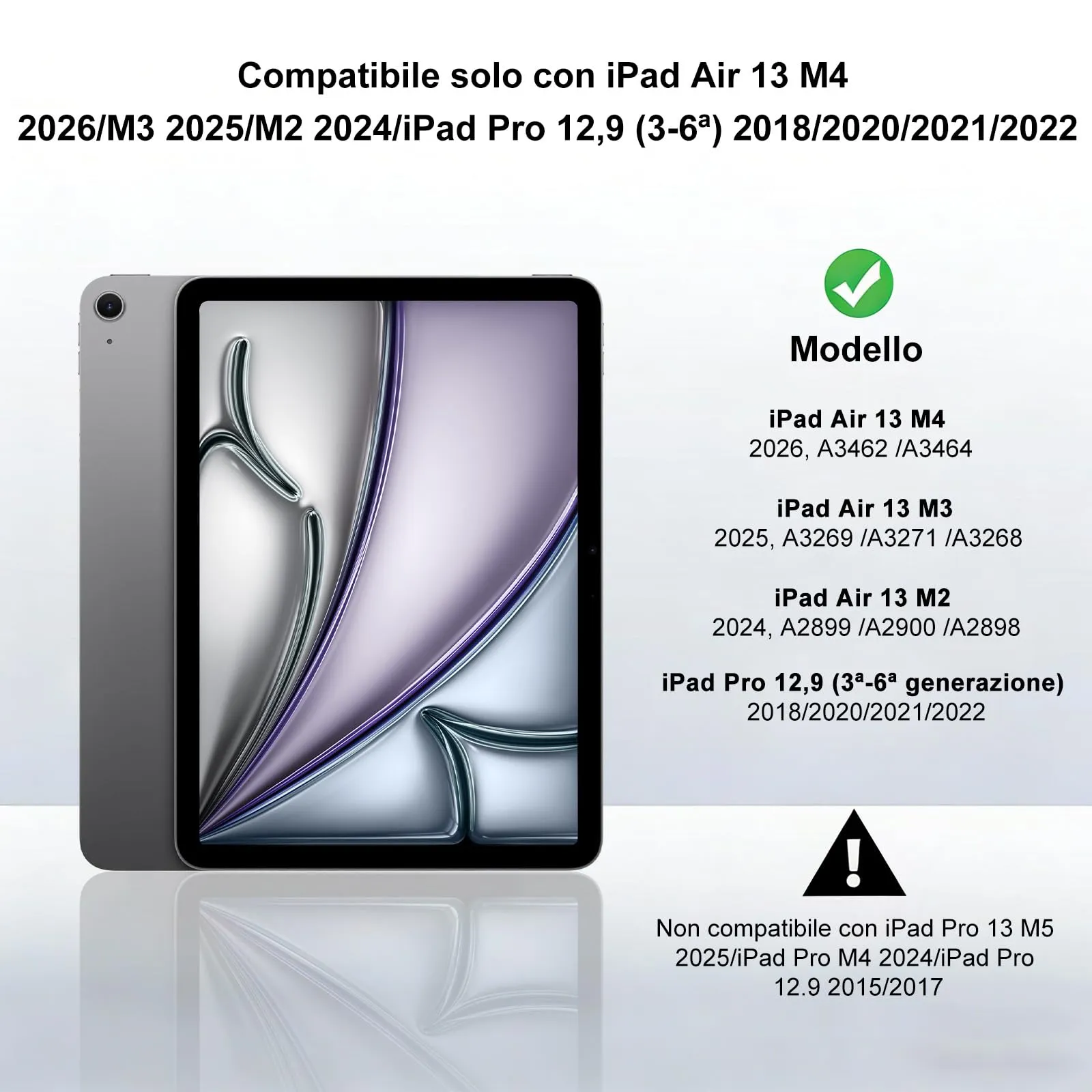 Tastiera per iPad Air 13 M4 2026/M3 2025/M2 2024/iPad Pro 12.9 3-6 Gen - immagine 2