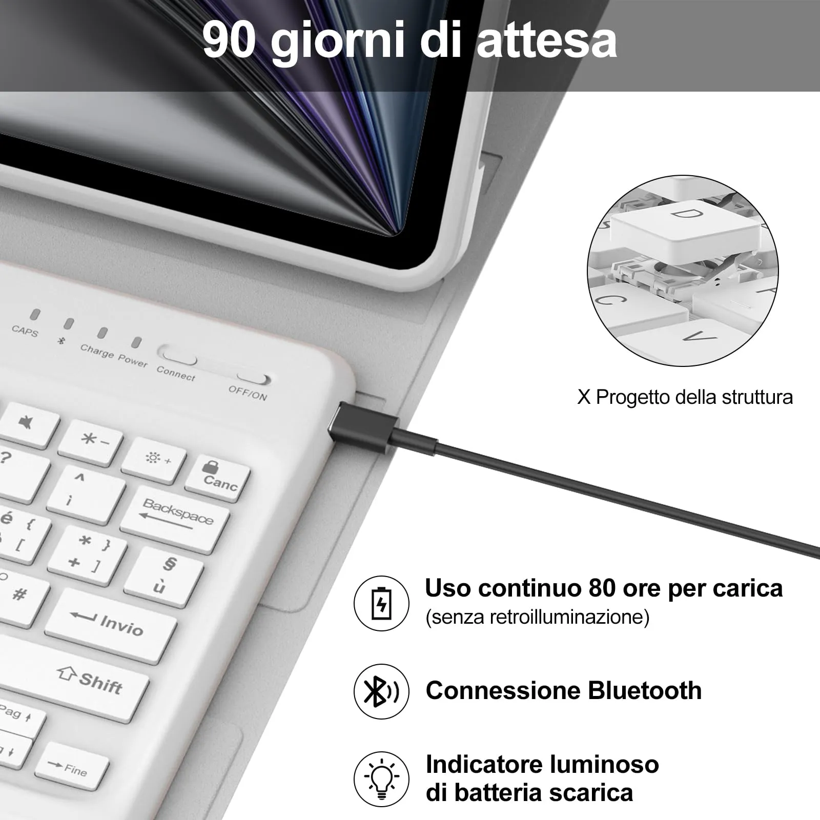 Tastiera per iPad Air 13 M4 2026/M3 2025/M2 2024/iPad Pro 12.9 3-6 Gen - immagine 4