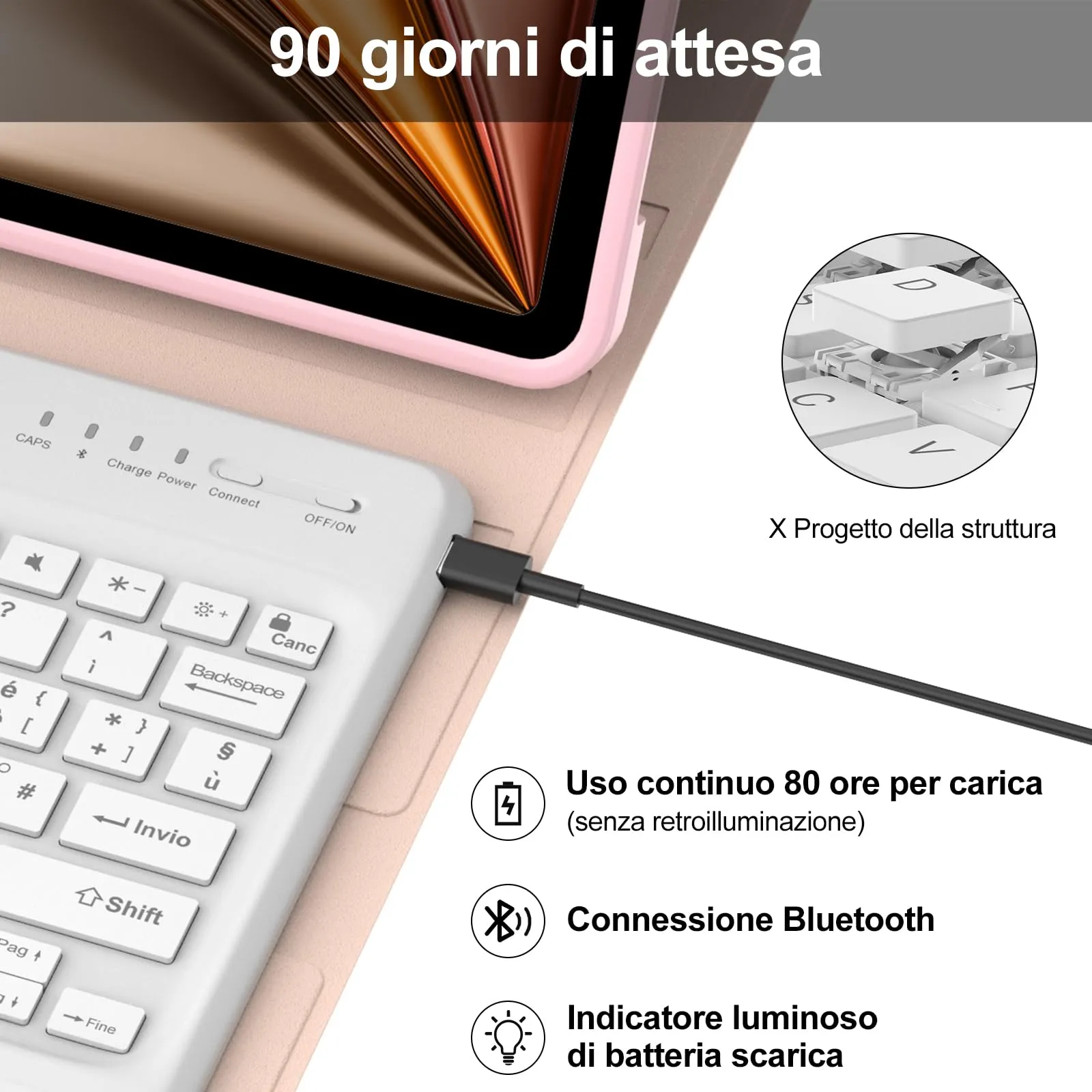 Tastiera per iPad Air 13 M4 2026/M3 2025/M2 2024/iPad Pro 12.9 3-6 Gen - immagine 4