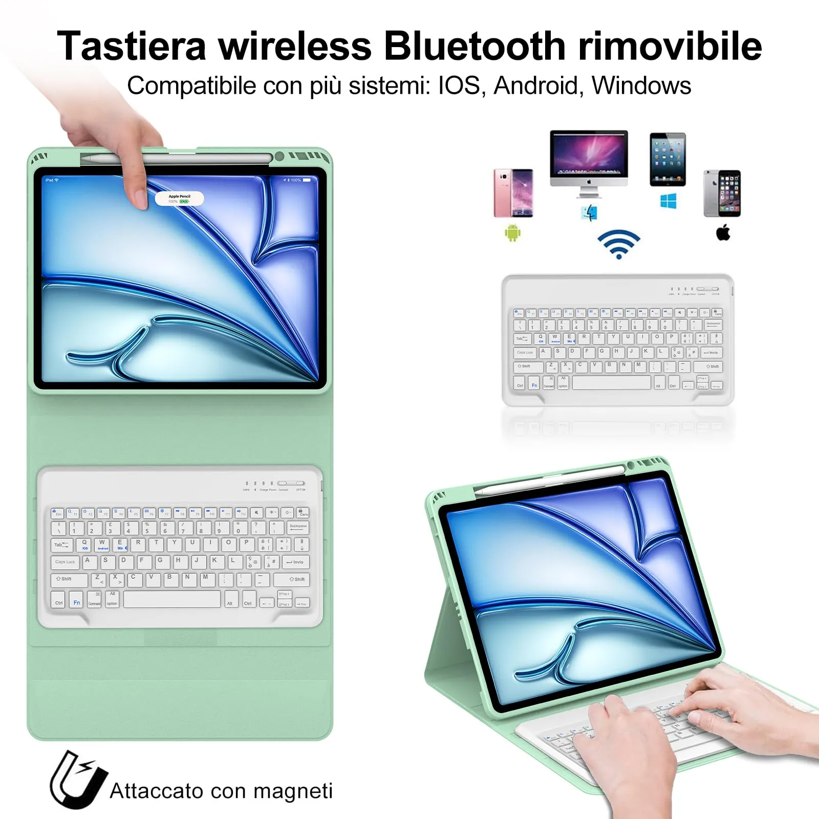Tastiera Cover per iPad Air 13 M4 2026/M3/M2 13 Pollici/Pro 12.9 6-3 Gen - immagine 3