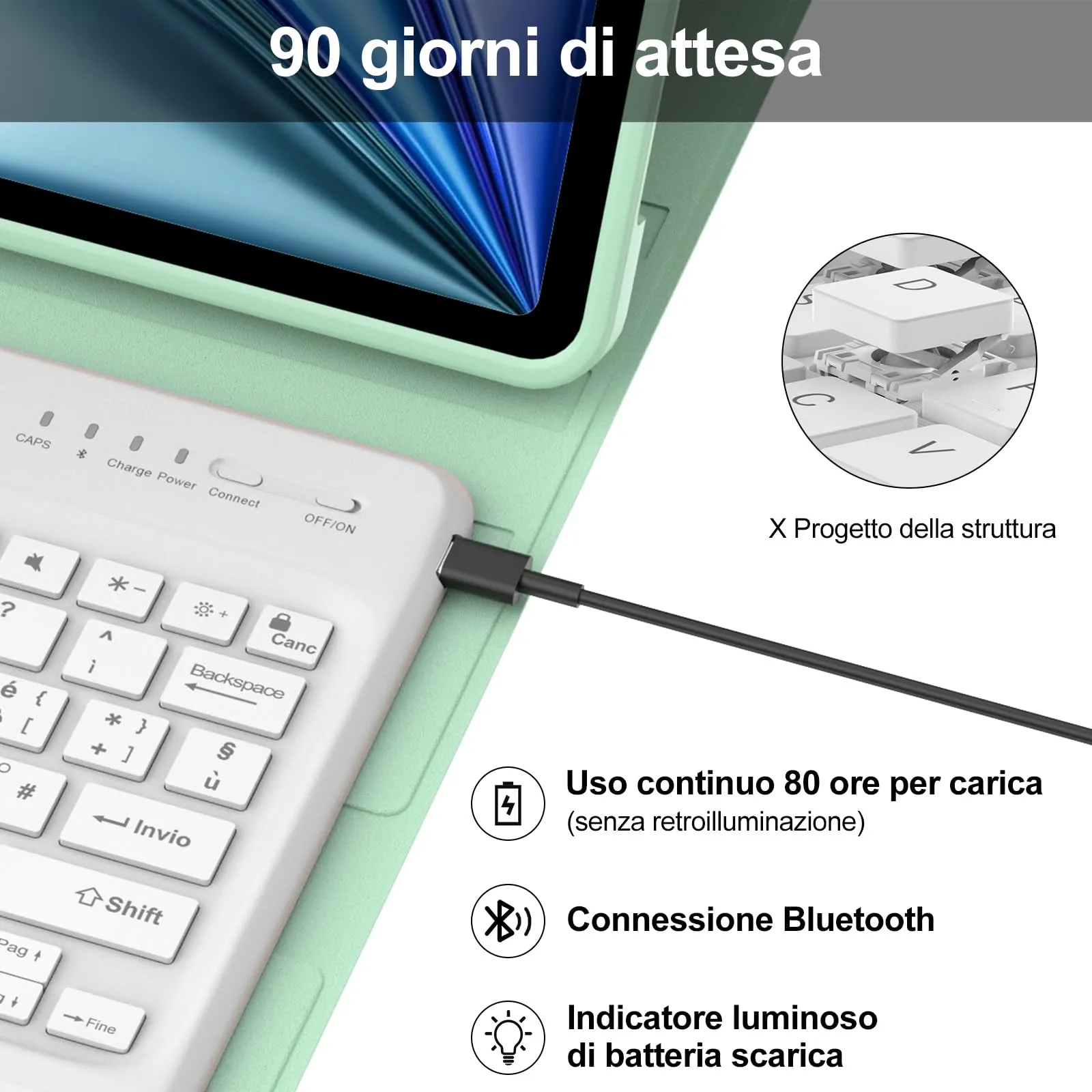Tastiera Cover per iPad Air 13 M4 2026/M3/M2 13 Pollici/Pro 12.9 6-3 Gen - immagine 4