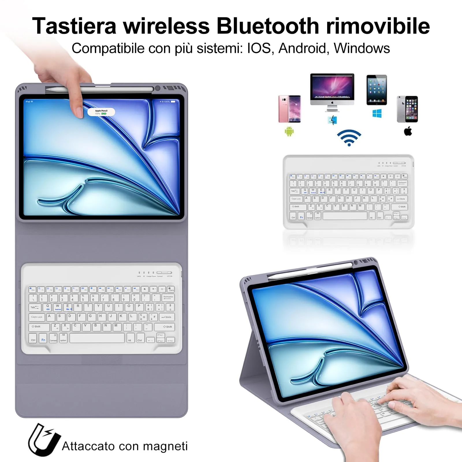 Tastiera per iPad Air 13 M4 2026/M3 2025/M2 2024/iPad Pro 12.9 3-6 Gen - immagine 3