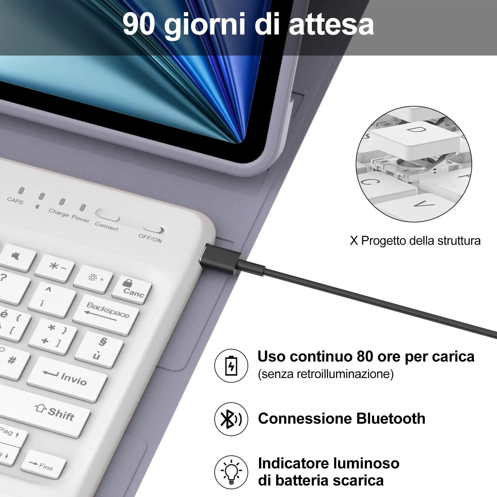 Tastiera per iPad Air 13 M4 2026/M3 2025/M2 2024/iPad Pro 12.9 3-6 Gen - immagine 4