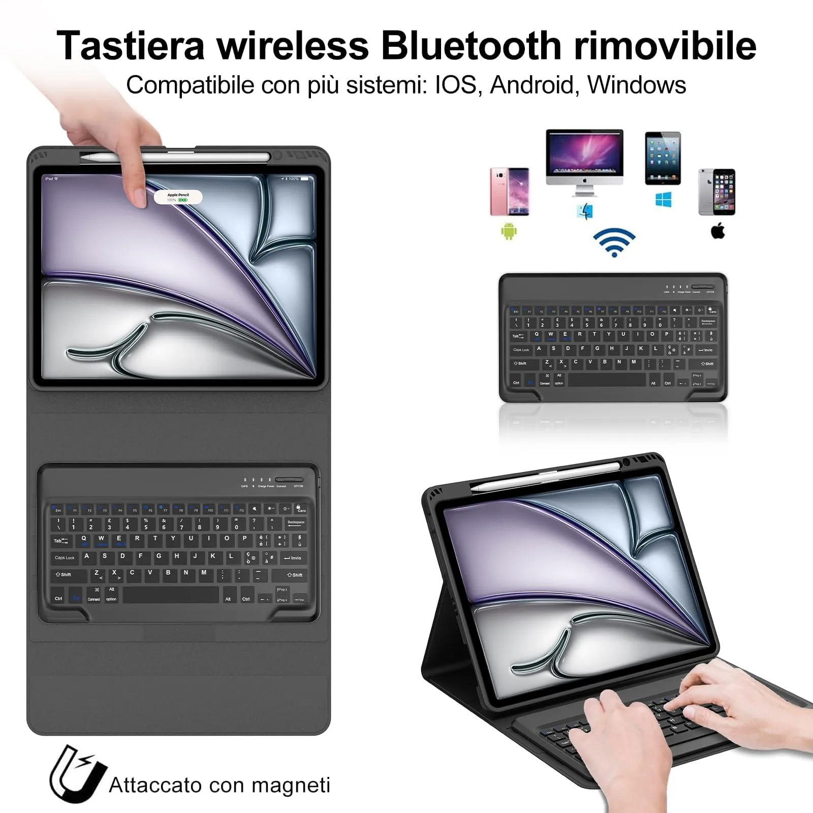 Tastiera per iPad Air 13 M4 2026/M3 2025/M2 2024/iPad Pro 12.9 3-6 Gen - immagine 3