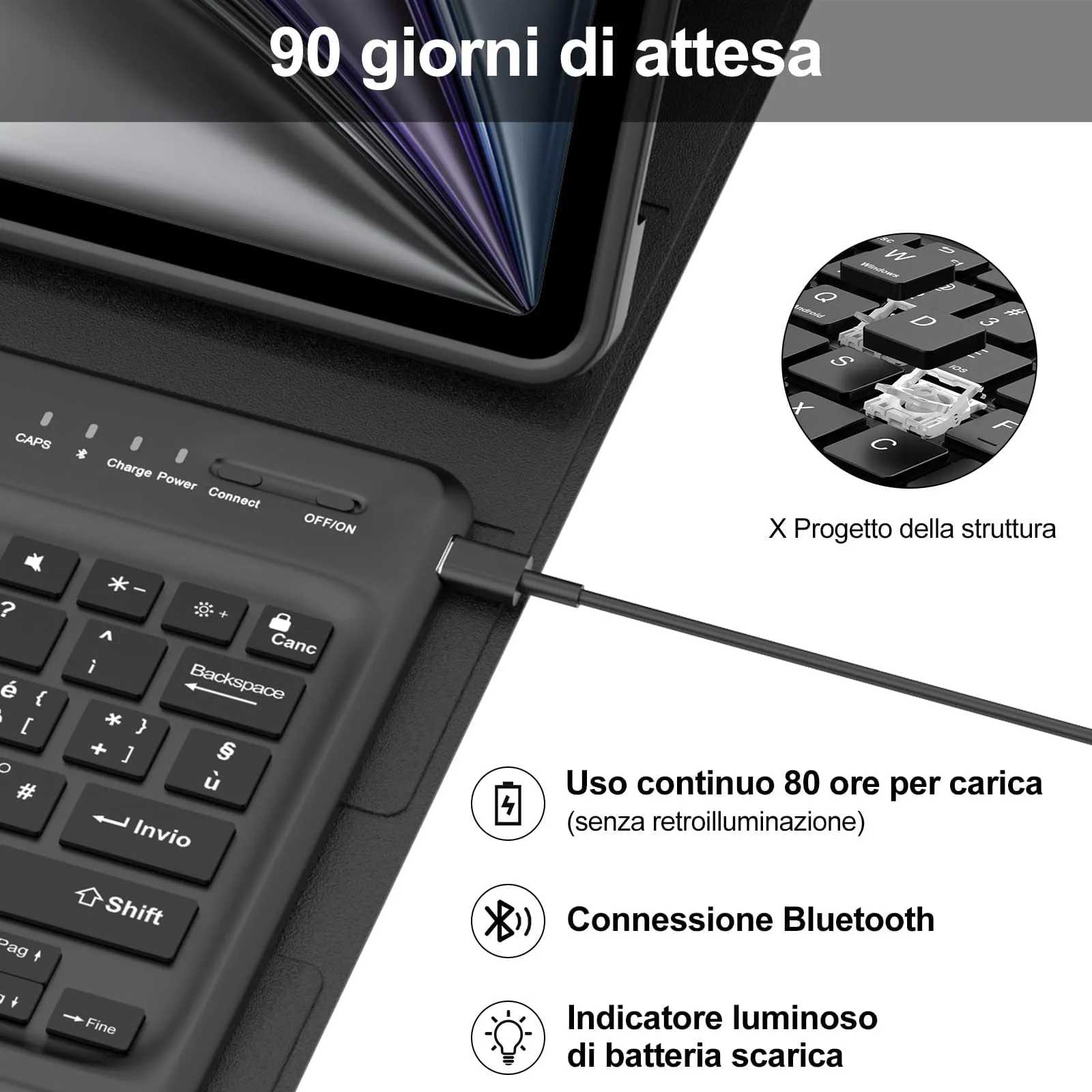 Tastiera per iPad Air 13 M4 2026/M3 2025/M2 2024/iPad Pro 12.9 3-6 Gen - immagine 4