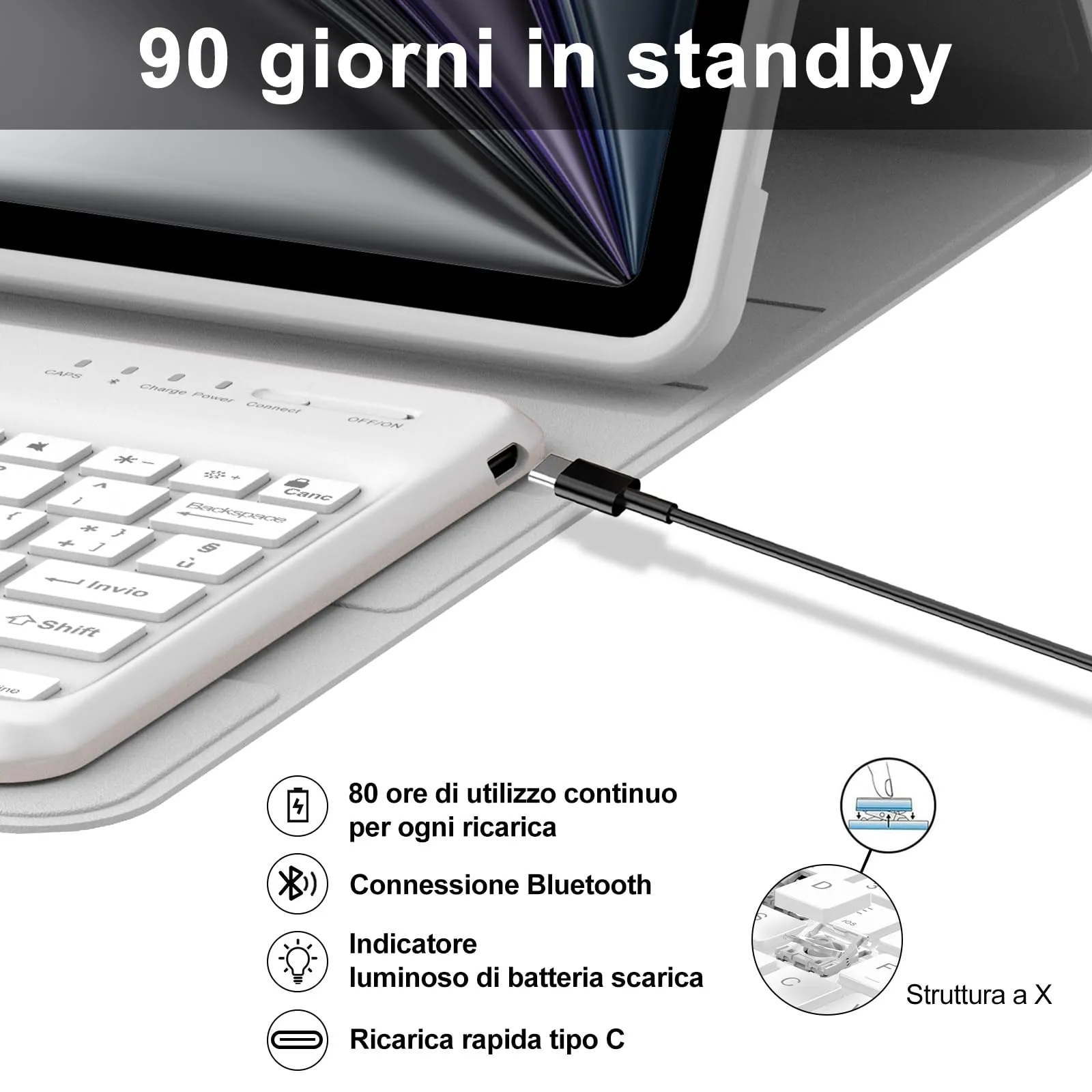 Tastiera per iPad Air 13 M4 2026/M3 2025/M2 2024/iPad Pro 12.9 3-6 Gen - immagine 4