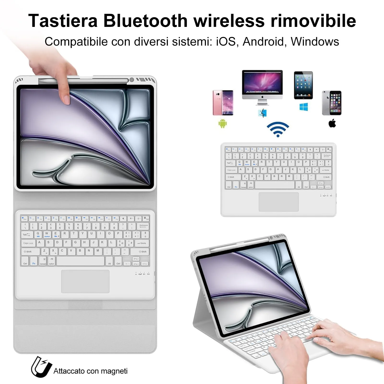 Tastiera per iPad Air 13 M4 2026/M3 2025/M2 2024/iPad Pro 12.9 3-6 Gen - immagine 3