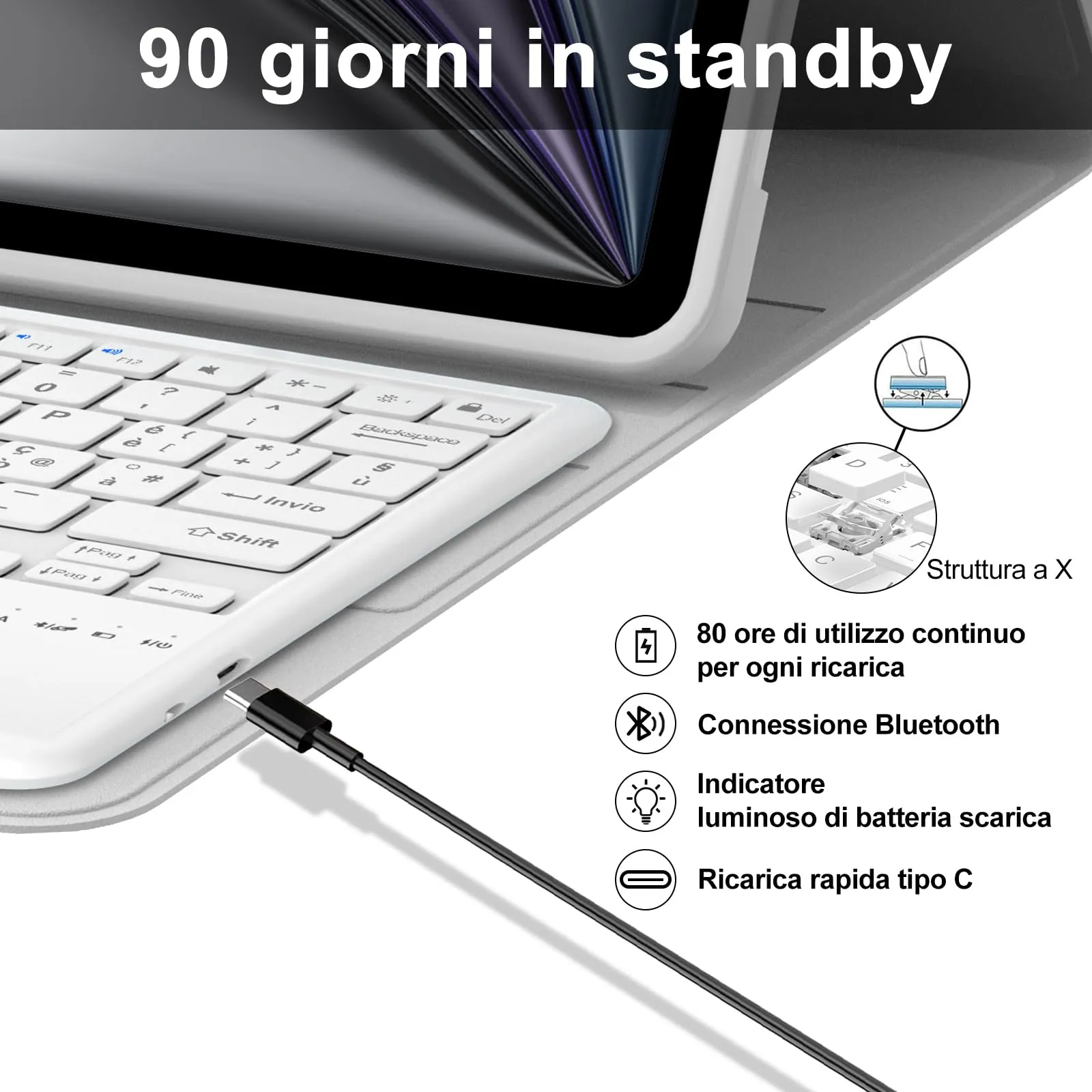 Tastiera per iPad Air 13 M4 2026/M3 2025/M2 2024/iPad Pro 12.9 3-6 Gen - immagine 4