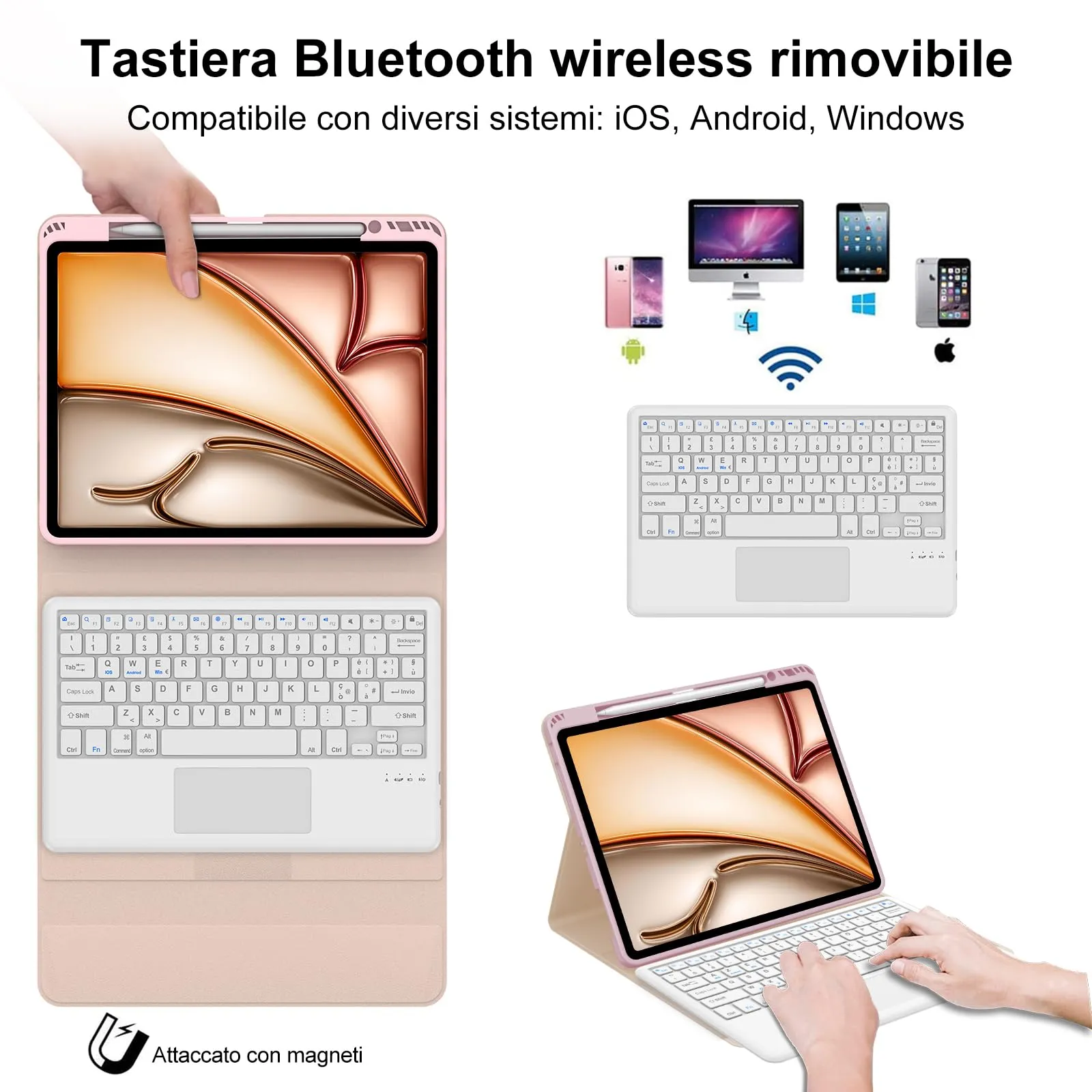 Tastiera Cover per iPad Air 13 M4 2026/M3/M2 13 Pollici/Pro 12.9 6-3 Gen - immagine 3