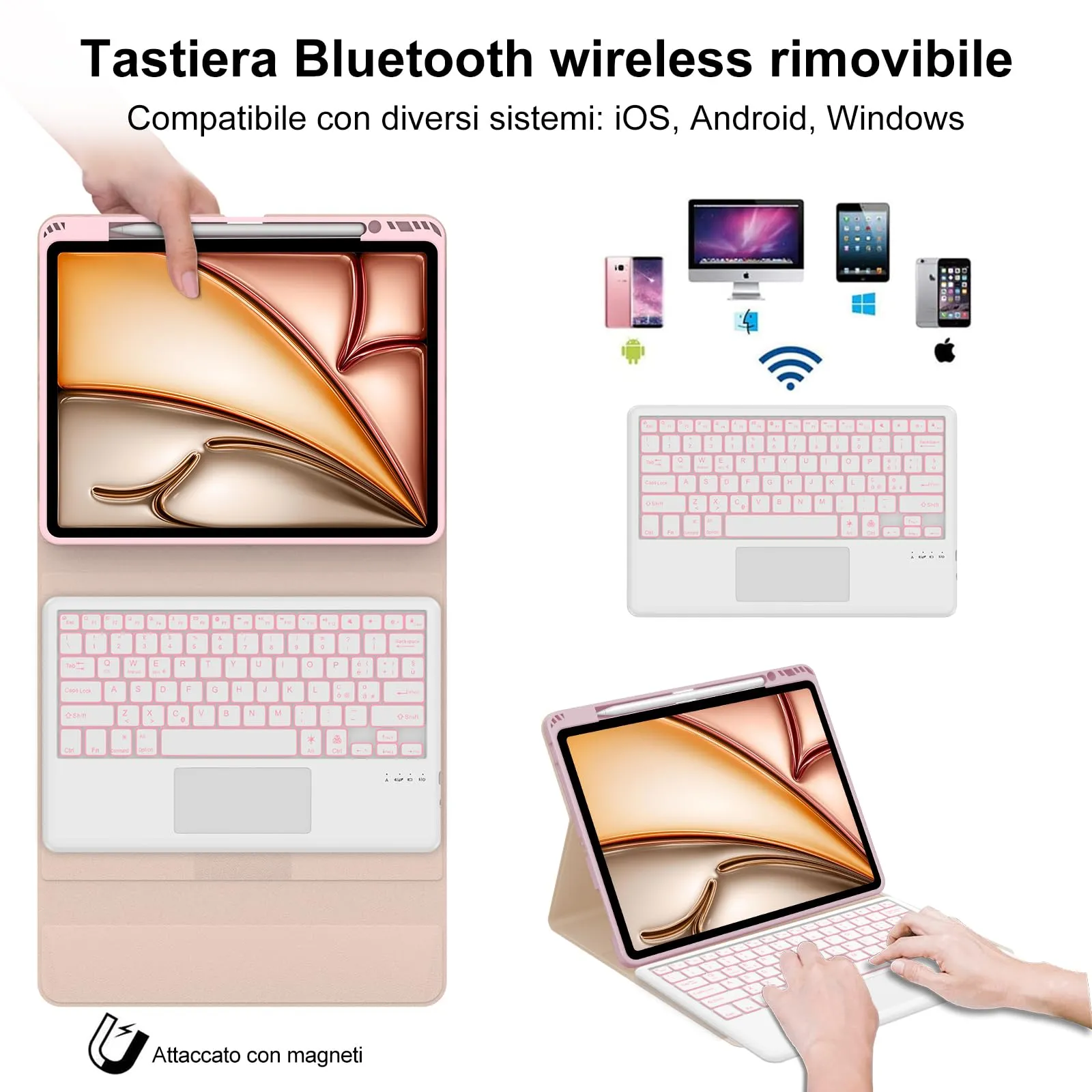 Tastiera Cover per iPad Air 13 M4 2026/M3/M2 13 Pollici/Pro 12.9 6-3 Gen - immagine 3