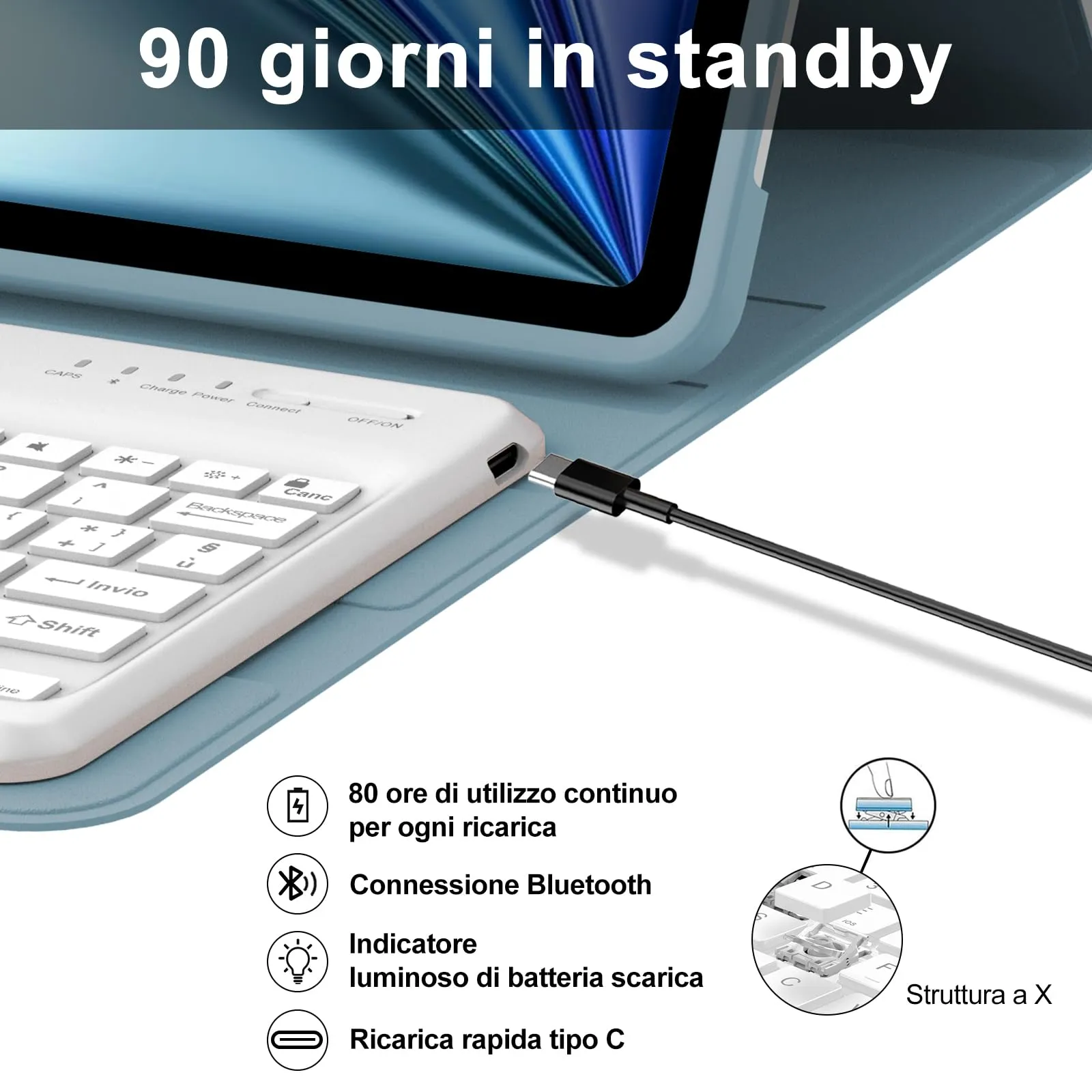 Tastiera per iPad Air 13 M4 2026/M3 2025/M2 2024/iPad Pro 12.9 3-6 Gen - immagine 4