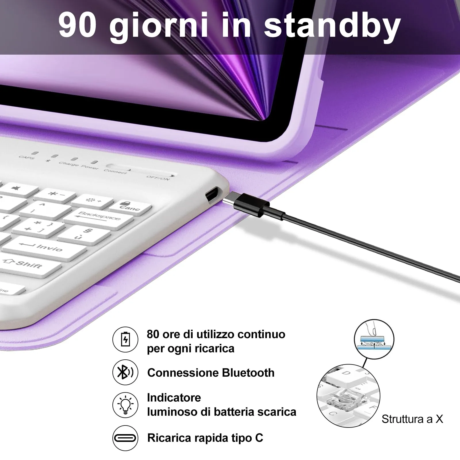Tastiera per iPad Air 13 M4 2026/M3 2025/M2 2024/iPad Pro 12.9 3-6 Gen - immagine 4