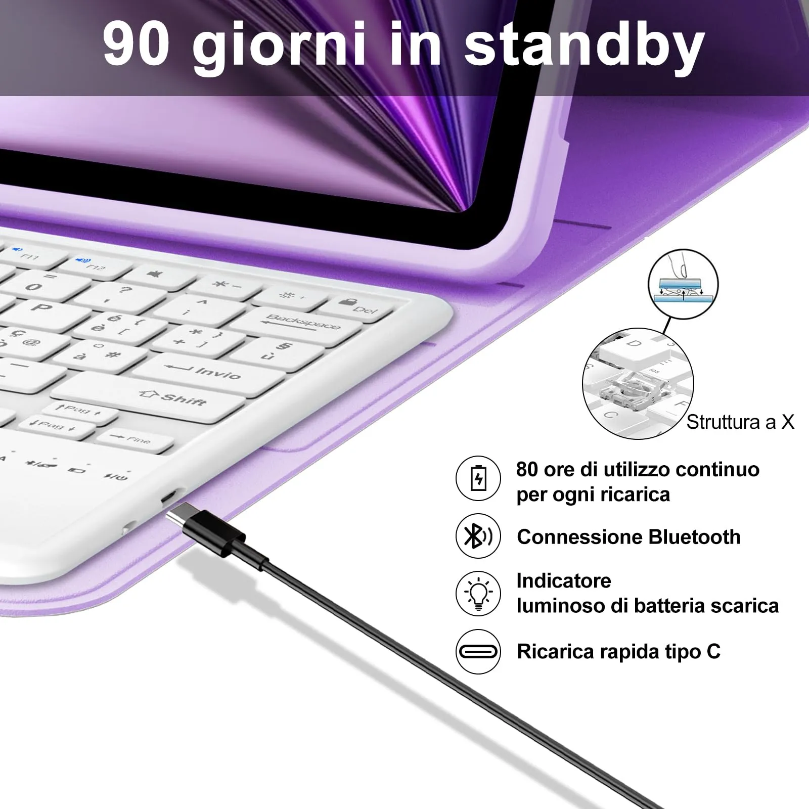 Tastiera Cover per iPad Air 13 M4 2026/M3 2025/M2 2024/Pro 12.9 3-6 Gen - immagine 4