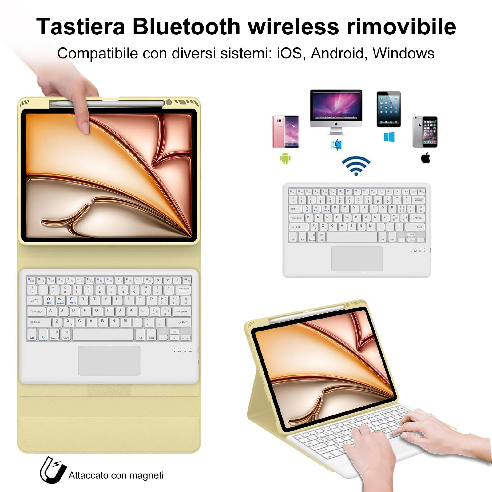 Tastiera Cover per iPad Air 13 M4 2026/M3/M2 13 Pollici/Pro 12.9 6-3 Gen - immagine 3