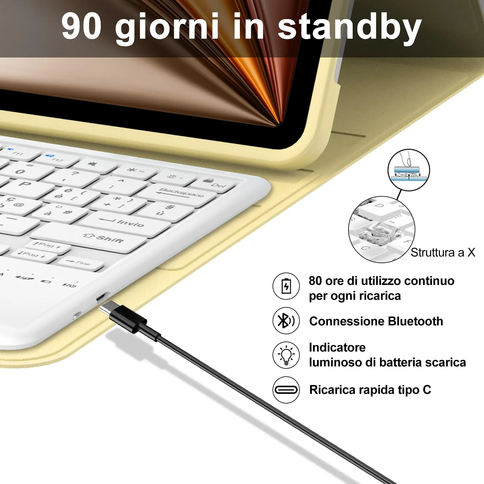 Tastiera Cover per iPad Air 13 M4 2026/M3/M2 13 Pollici/Pro 12.9 6-3 Gen - immagine 4
