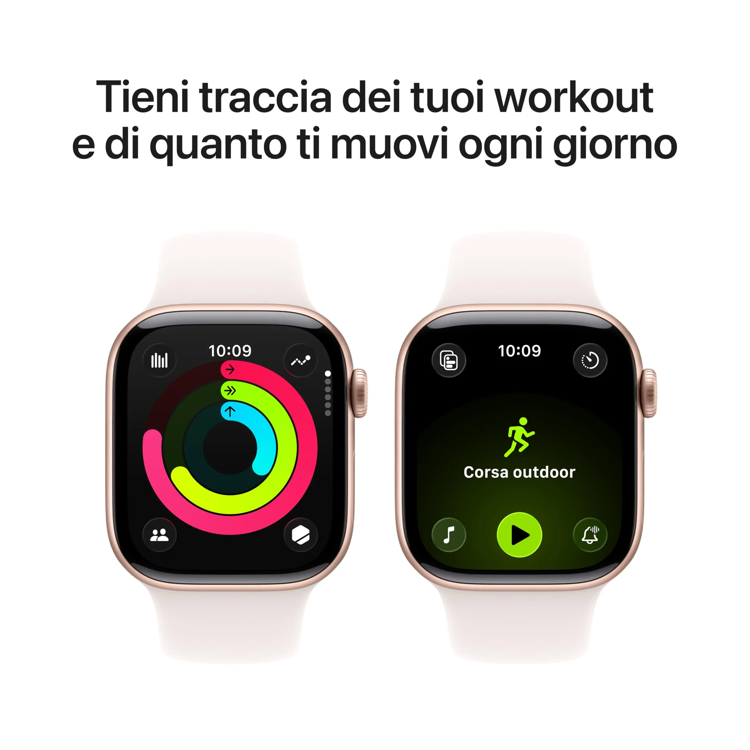 Apple Watch Series 11 GPS, Cassa 42 mm in alluminio color oro rosa con Cinturino Sport rosa fard - M/L - immagine 3