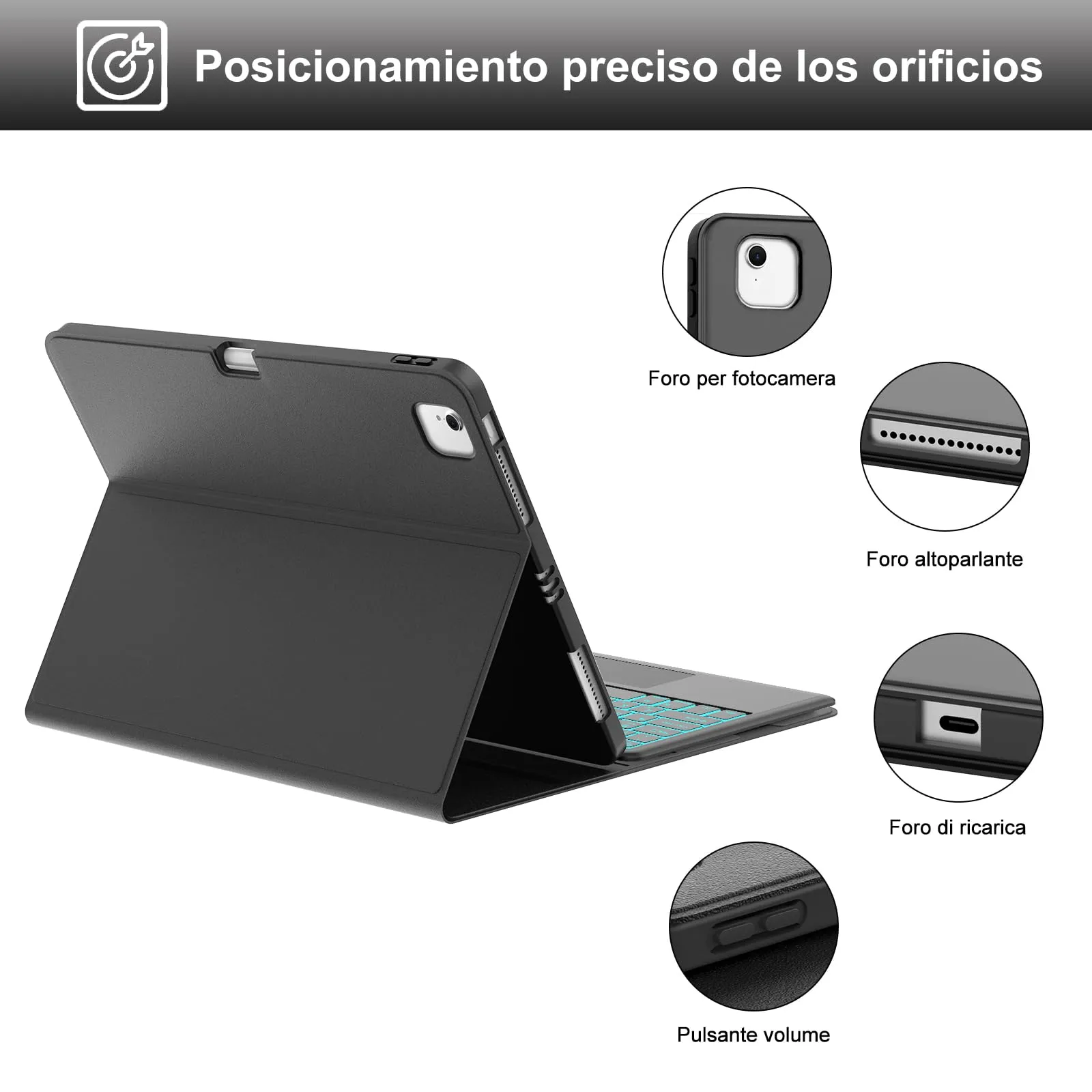 Tastiera Cover per iPad Air 13 M4 2026/M3/M2 13 Pollici/Pro 12.9 6-3 Gen - immagine 7