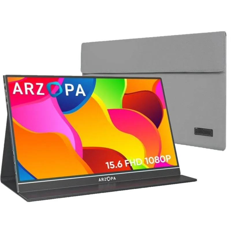 Monitor ARZOPA 15,6" Full HD 1080p 60Hz IPS HDR Ultrasottile Altoparlanti Custodia Magnetica - immagine 1
