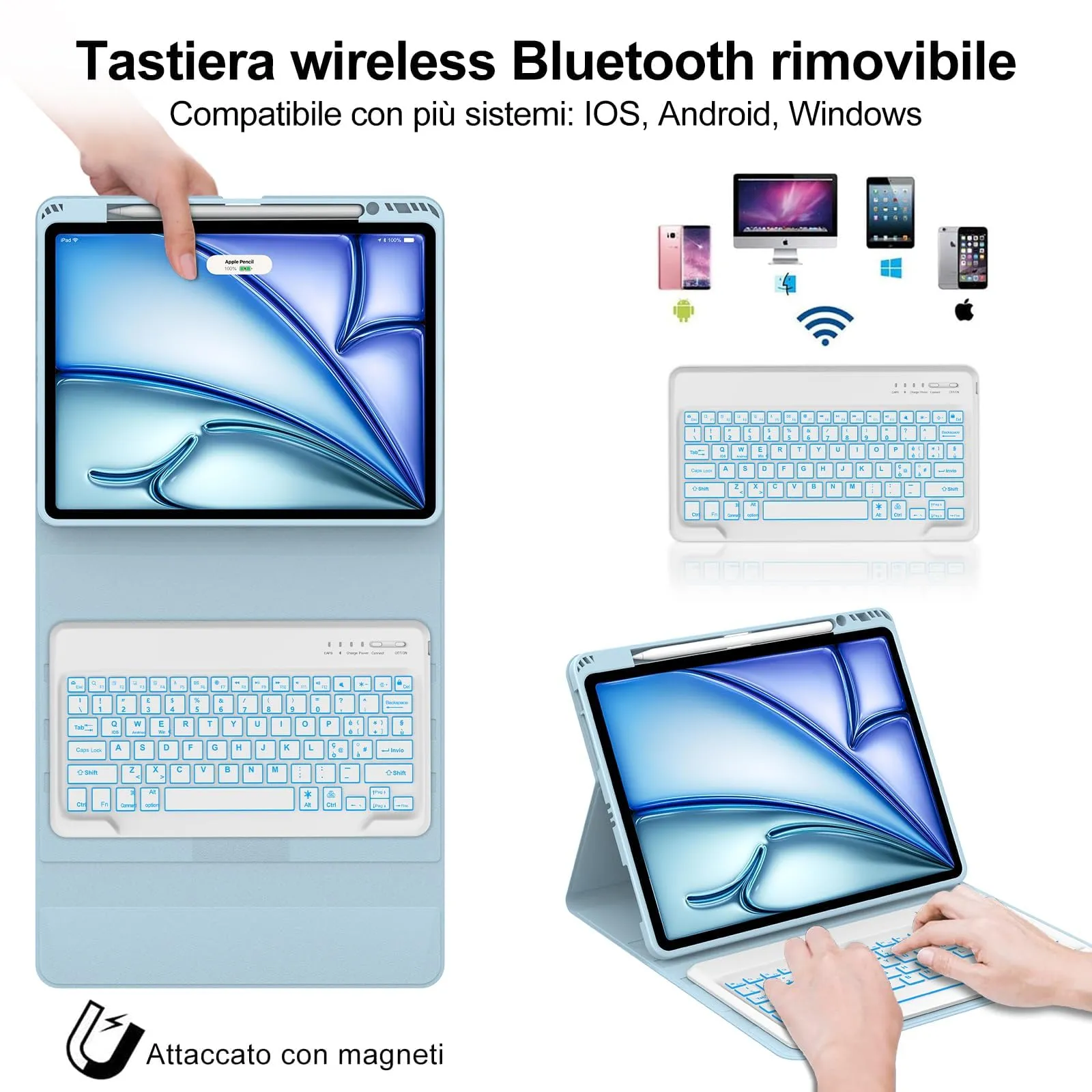 Tastiera per iPad Air 13 M4 2026/M3 2025/M2 2024/iPad Pro 12.9 3-6 Gen - immagine 3