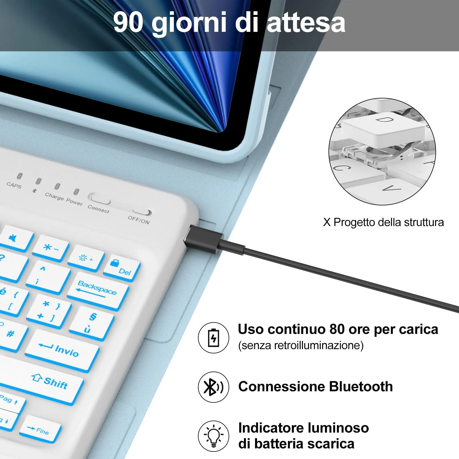 Tastiera per iPad Air 13 M4 2026/M3 2025/M2 2024/iPad Pro 12.9 3-6 Gen - immagine 4