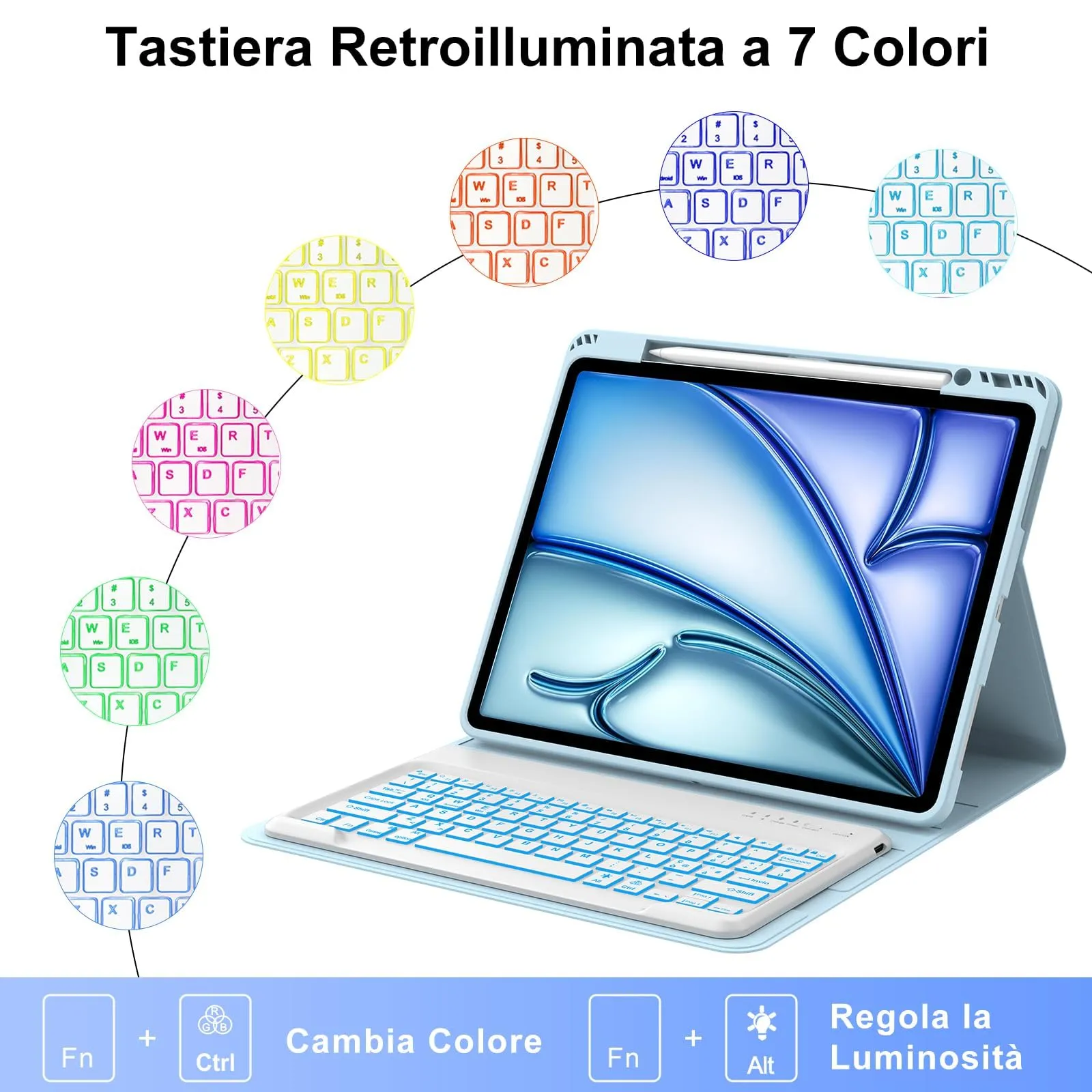 Tastiera per iPad Air 13 M4 2026/M3 2025/M2 2024/iPad Pro 12.9 3-6 Gen - immagine 6