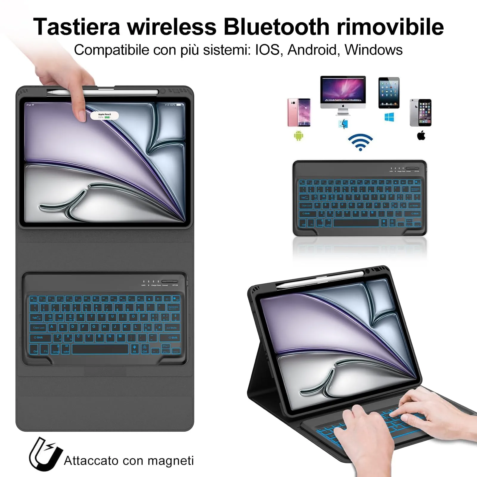 Tastiera per iPad Air 13 M4 2026/M3 2025/M2 2024/iPad Pro 12.9 3-6 Gen - immagine 3