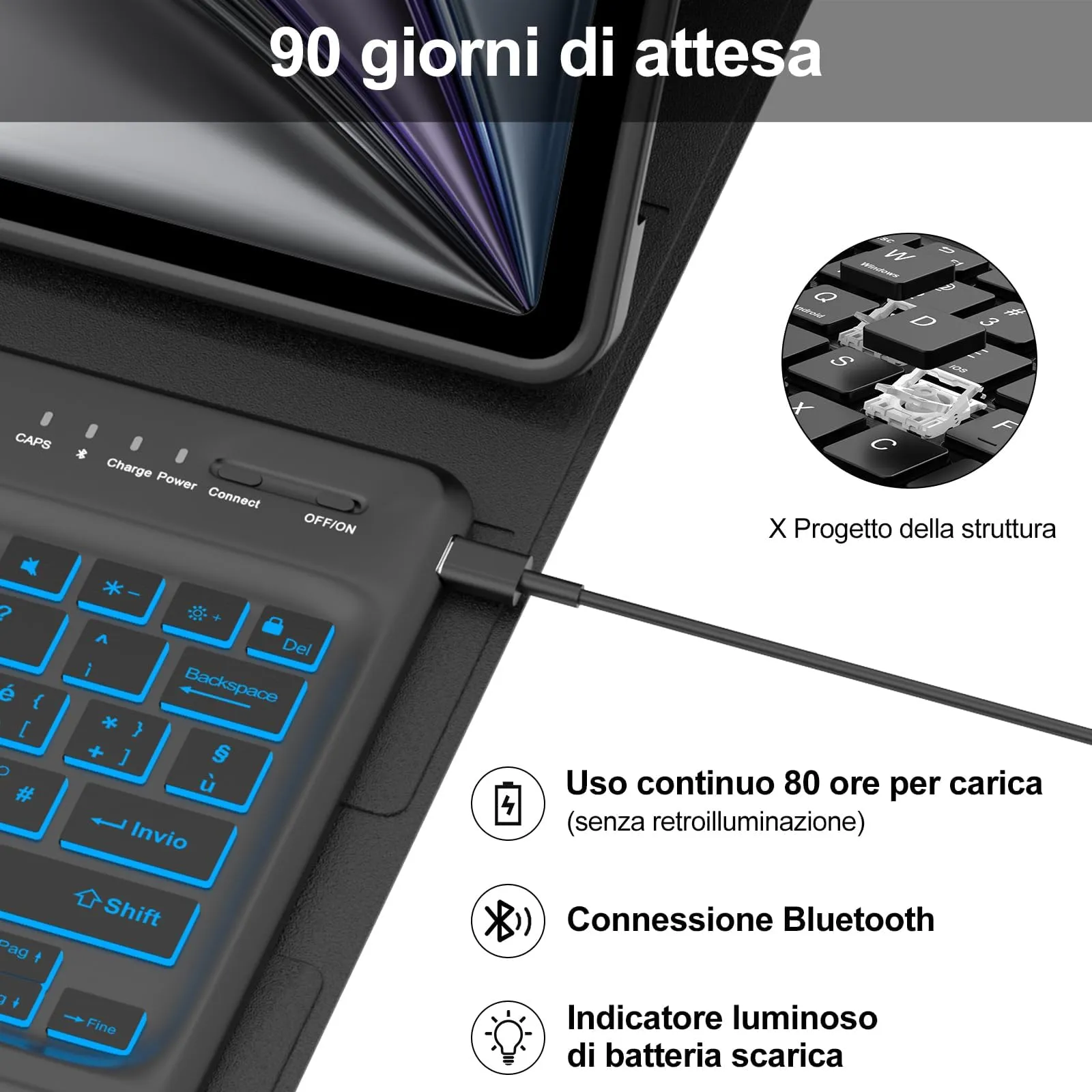 Tastiera per iPad Air 13 M4 2026/M3 2025/M2 2024/iPad Pro 12.9 3-6 Gen - immagine 4