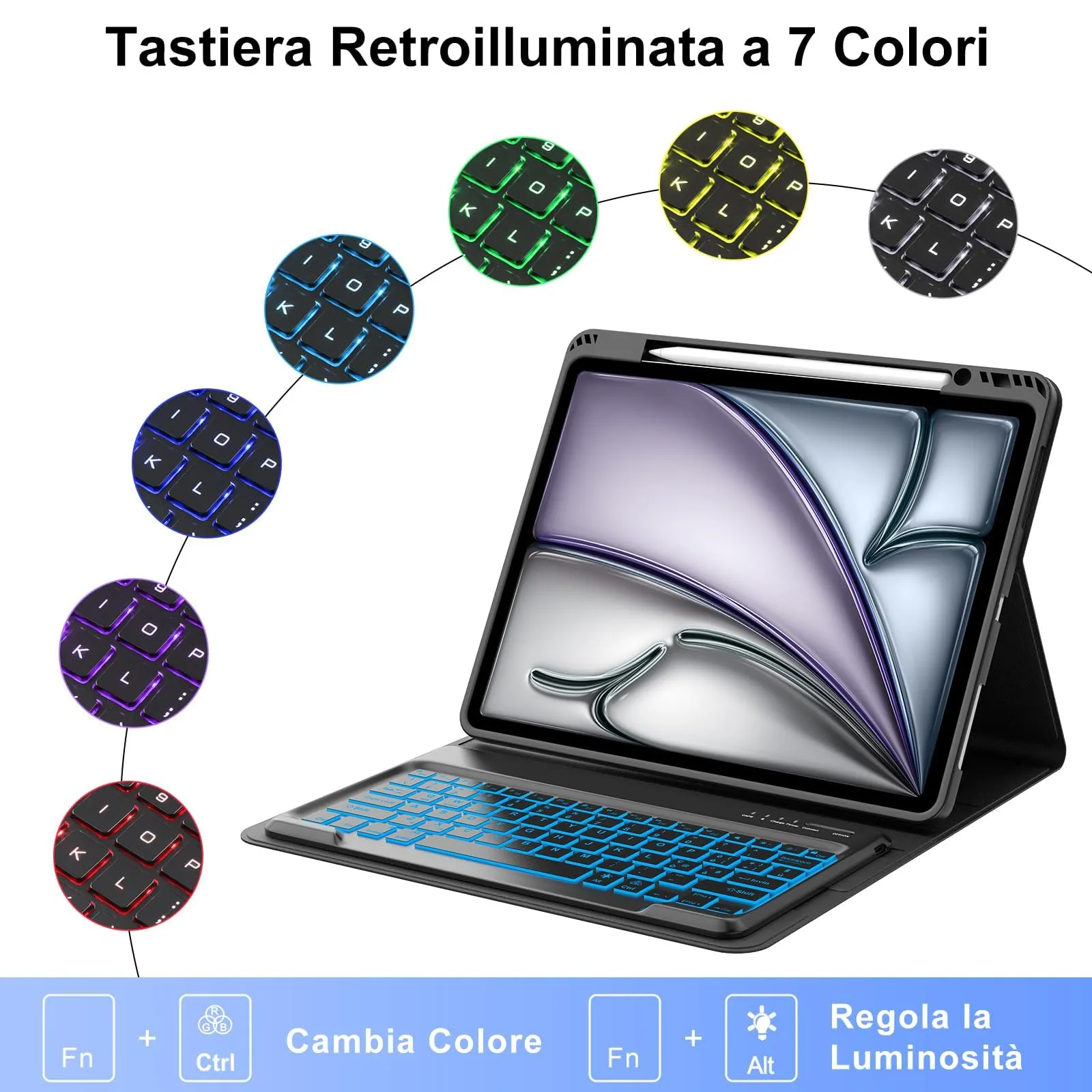 Tastiera per iPad Air 13 M4 2026/M3 2025/M2 2024/iPad Pro 12.9 3-6 Gen - immagine 5