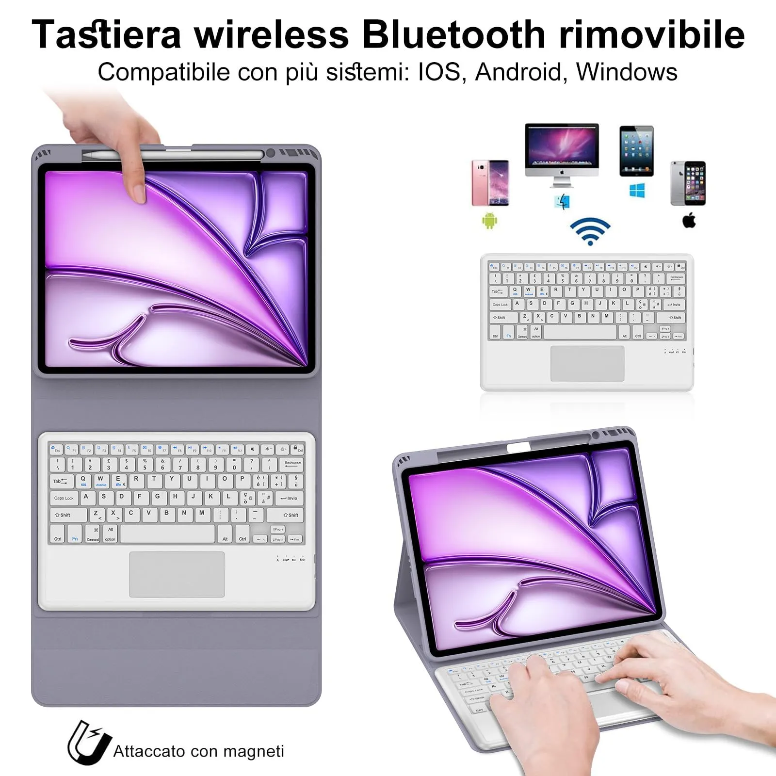 Tastiera per iPad Air 13 M4 2026/M3 2025/M2 2024/iPad Pro 12.9 3-6 Gen - immagine 3