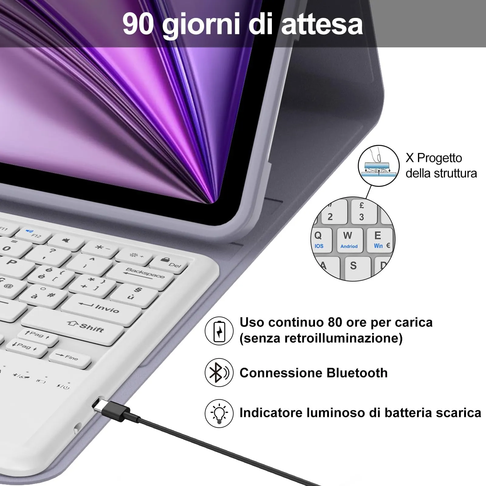 Tastiera per iPad Air 13 M4 2026/M3 2025/M2 2024/iPad Pro 12.9 3-6 Gen - immagine 4