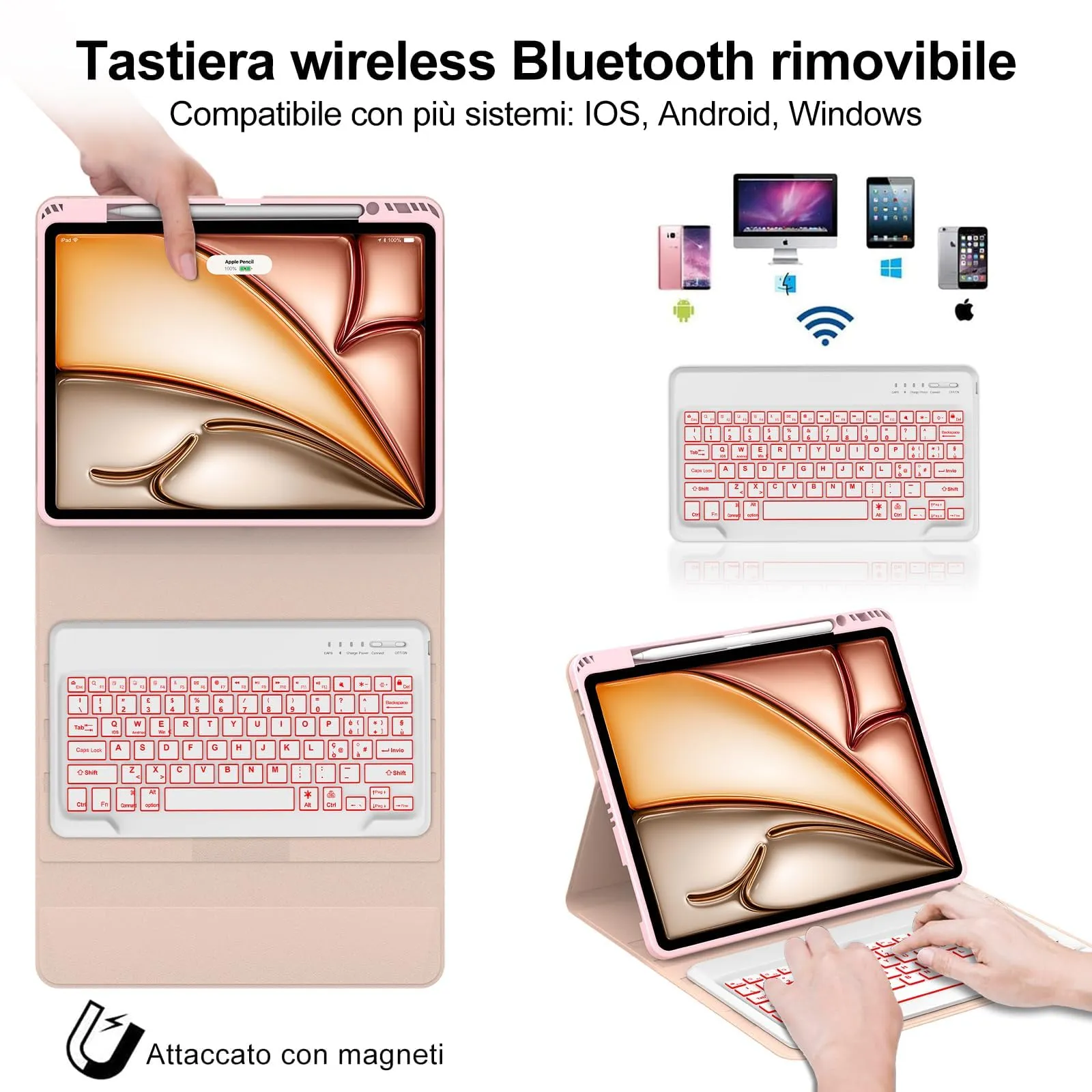 Tastiera per iPad Air 13 M4 2026/M3 2025/M2 2024/iPad Pro 12.9 3-6 Gen - immagine 3