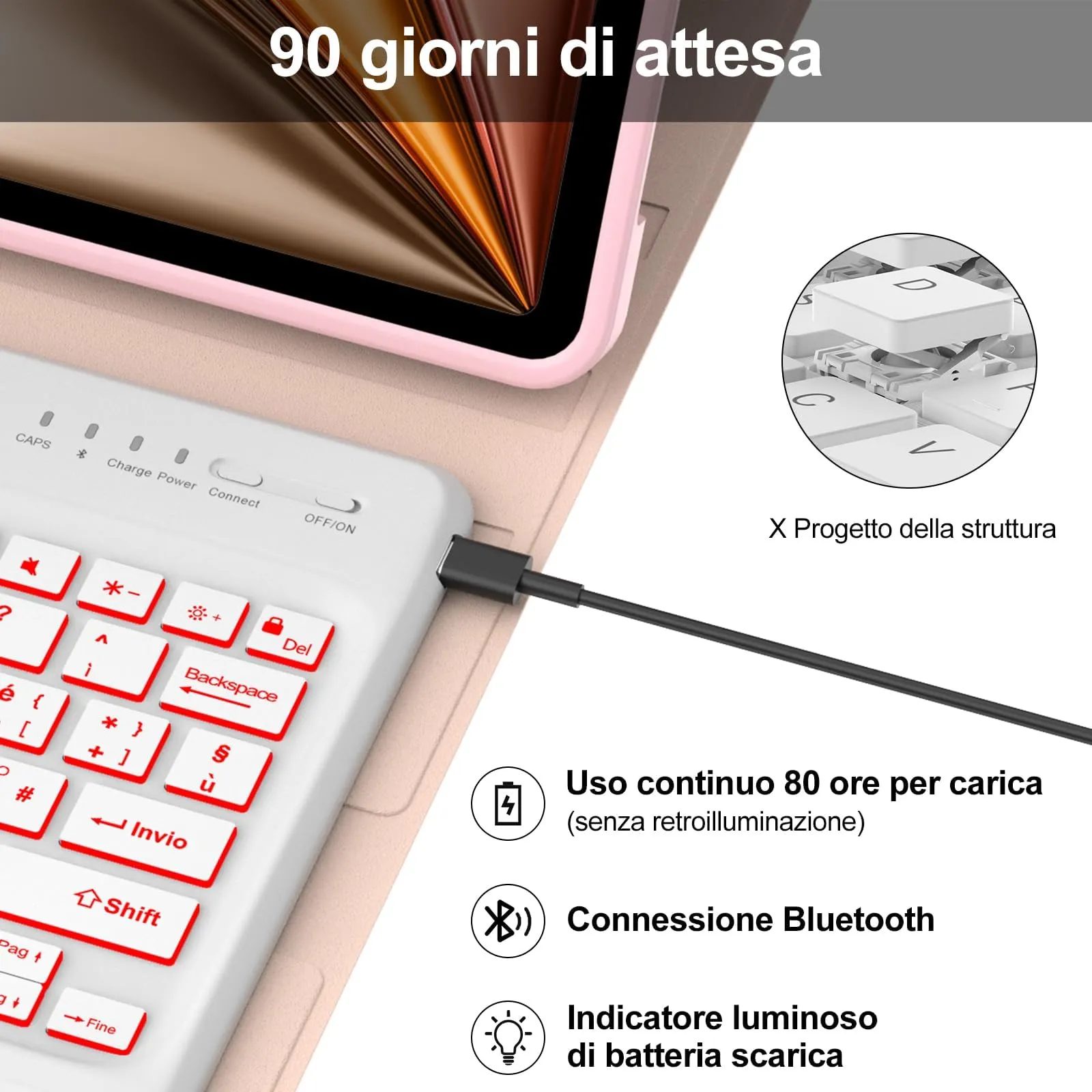 Tastiera per iPad Air 13 M4 2026/M3 2025/M2 2024/iPad Pro 12.9 3-6 Gen - immagine 4